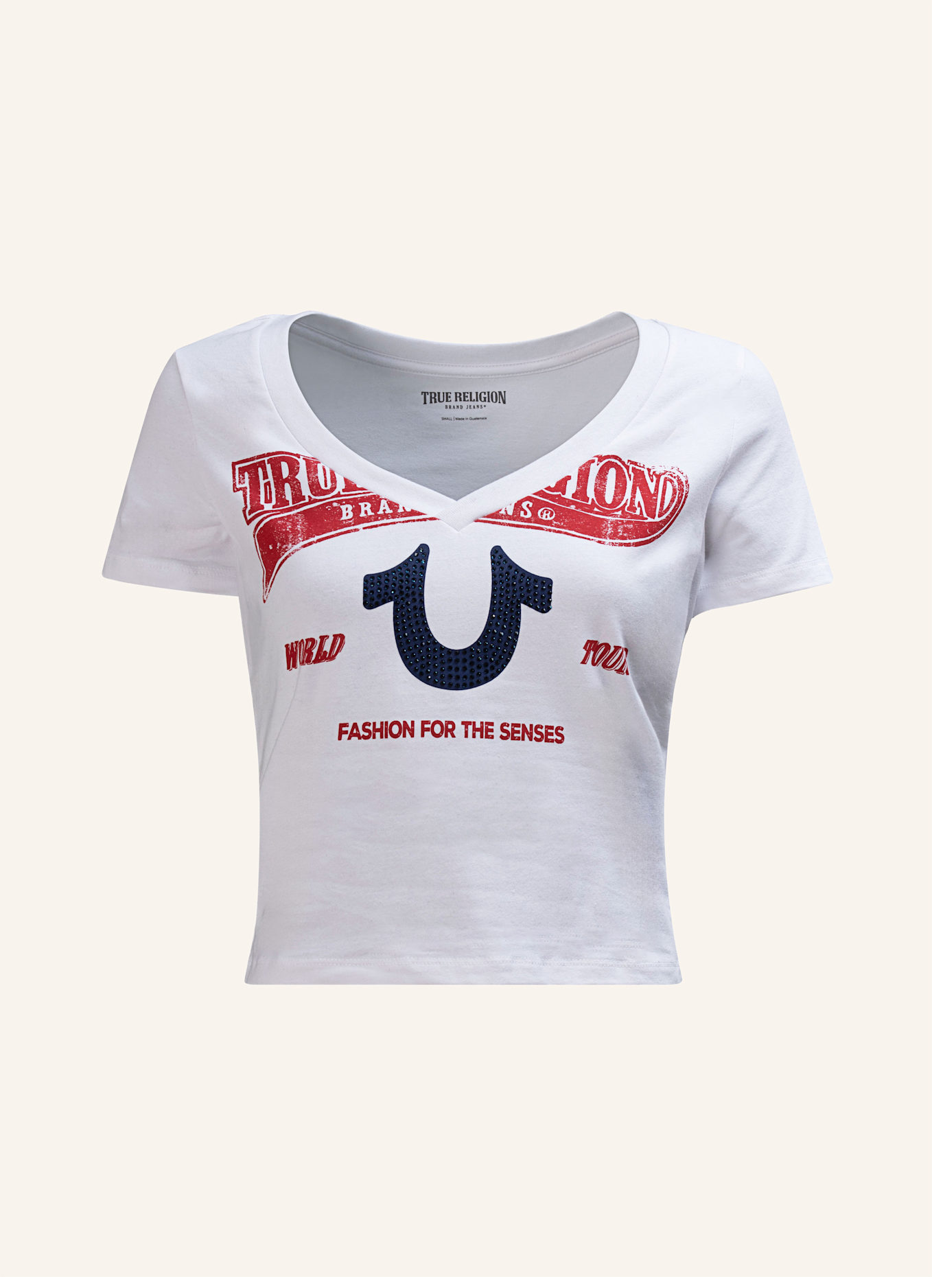 TRUE RELIGION T-Shirt Cropped: WEISS