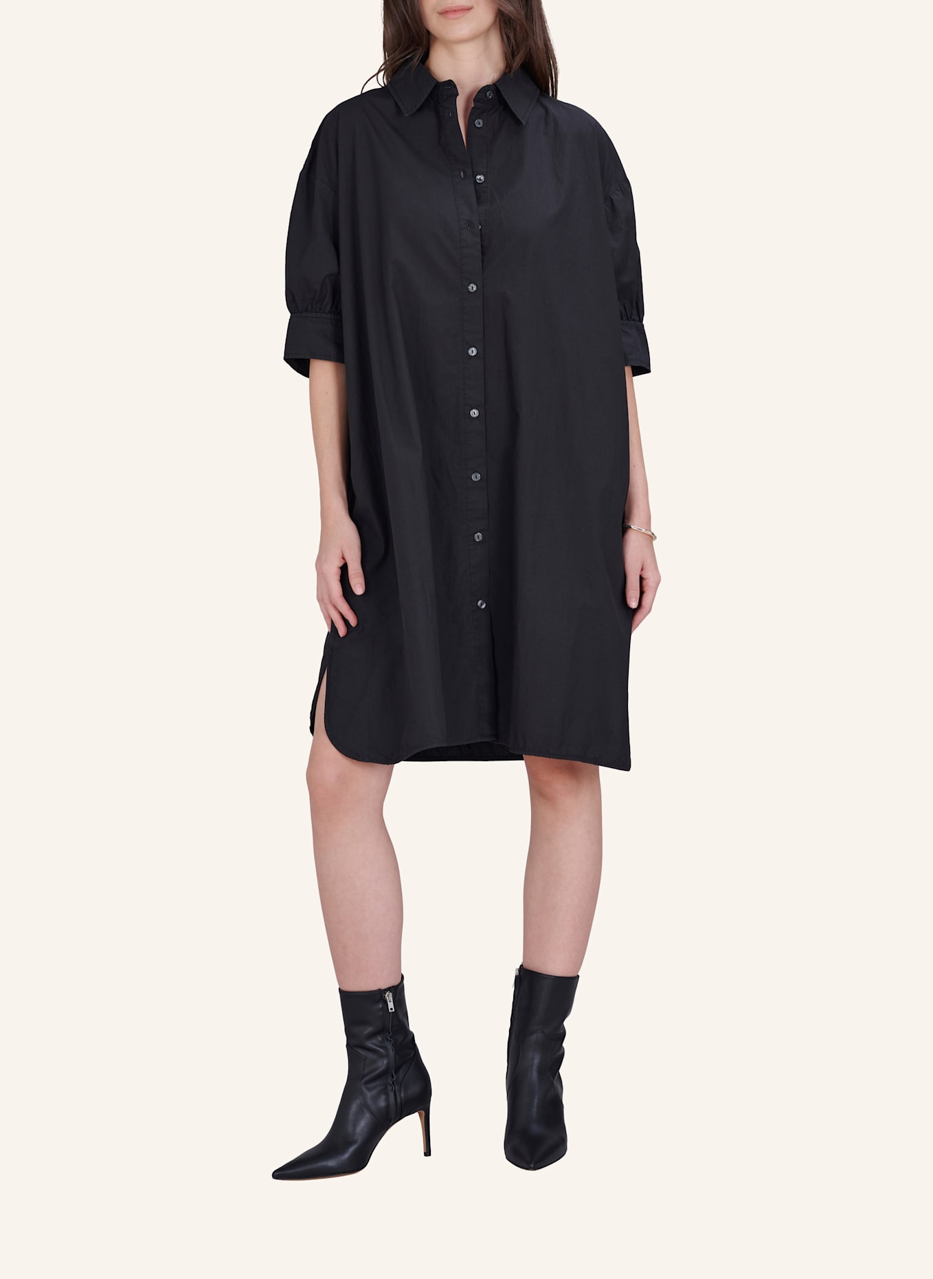 TRUE RELIGION Hemdblusenkleid: SCHWARZ