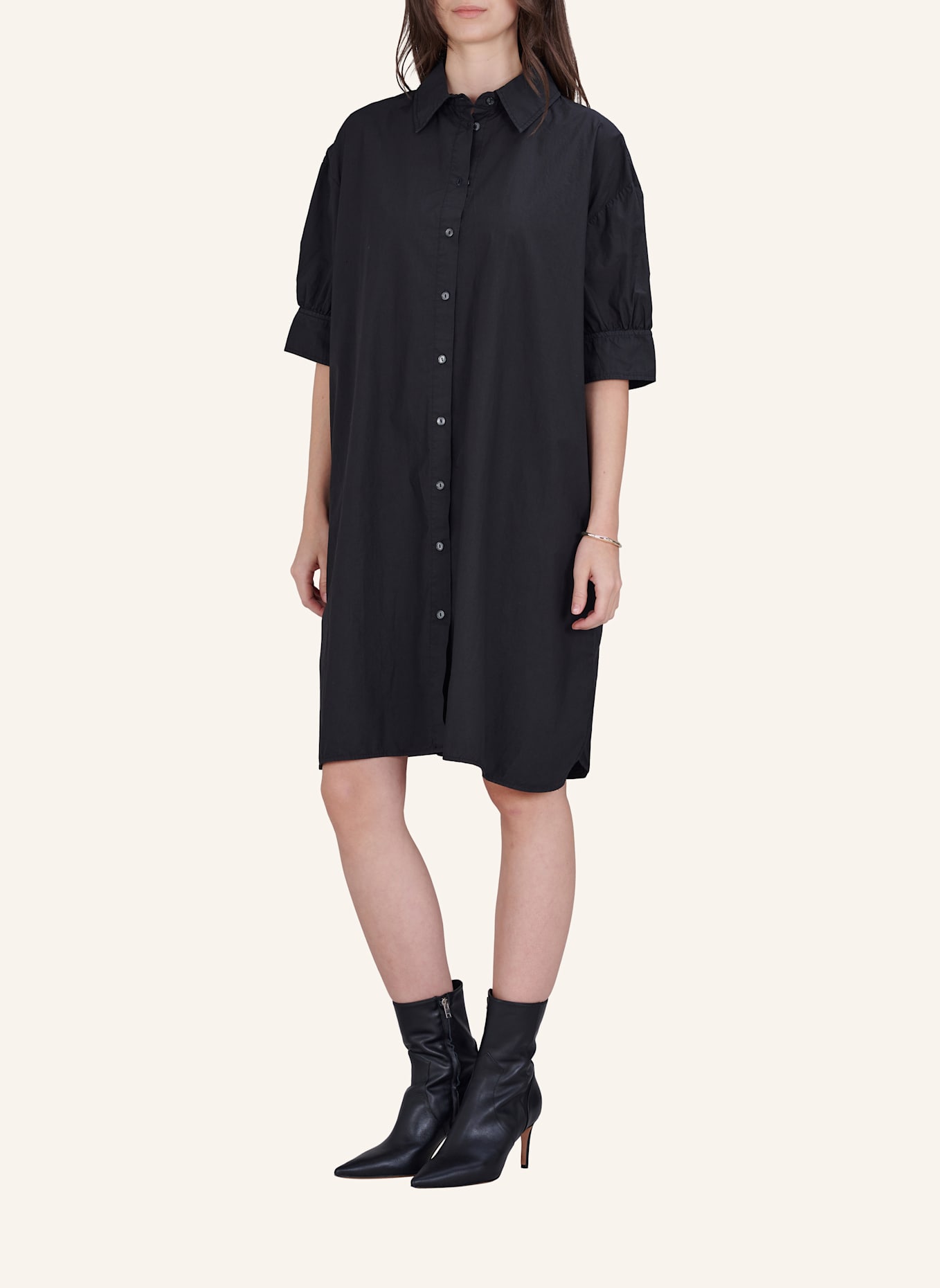 TRUE RELIGION Hemdblusenkleid: SCHWARZ