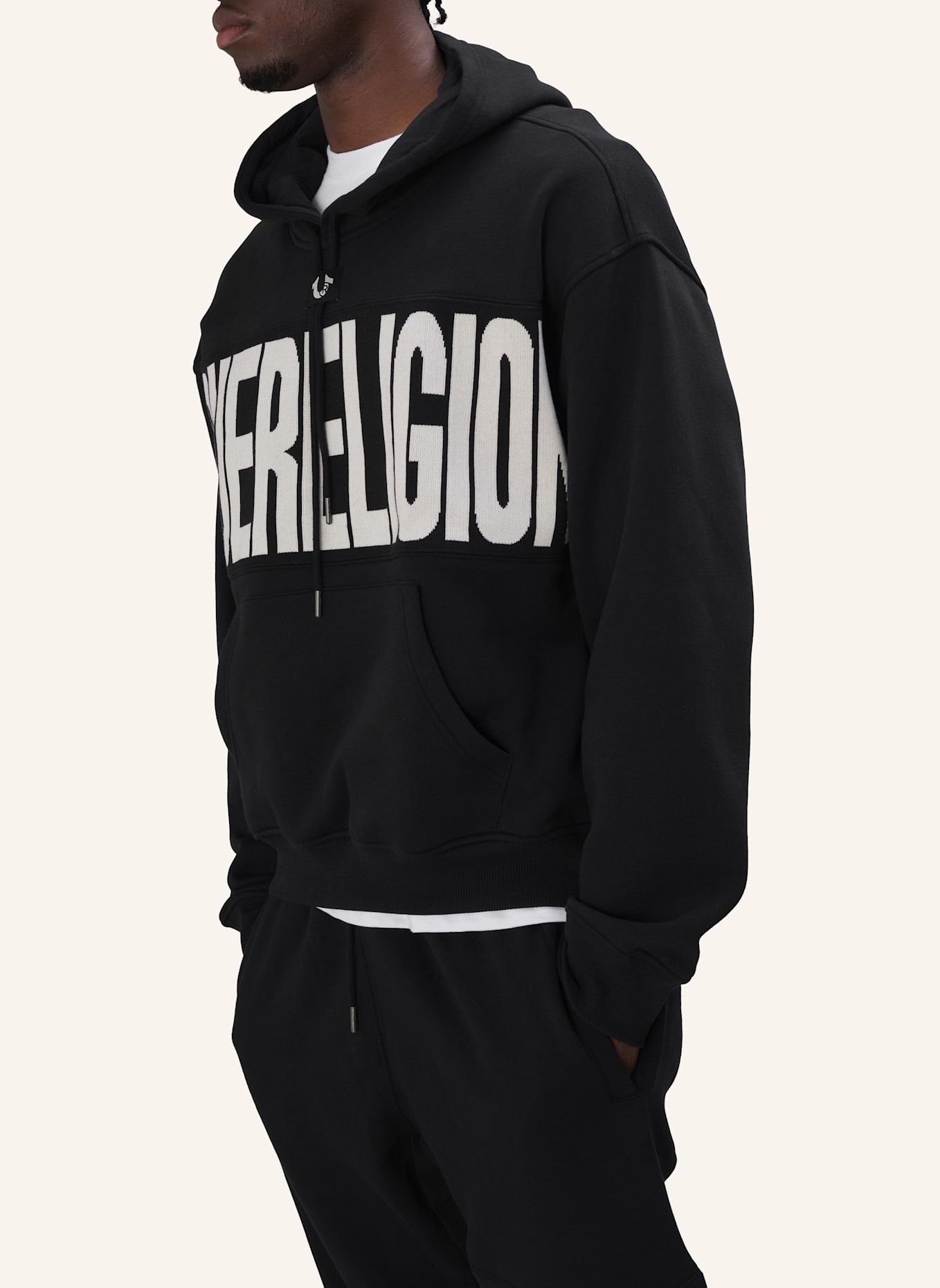 TRUE RELIGION Hoodie: SCHWARZ