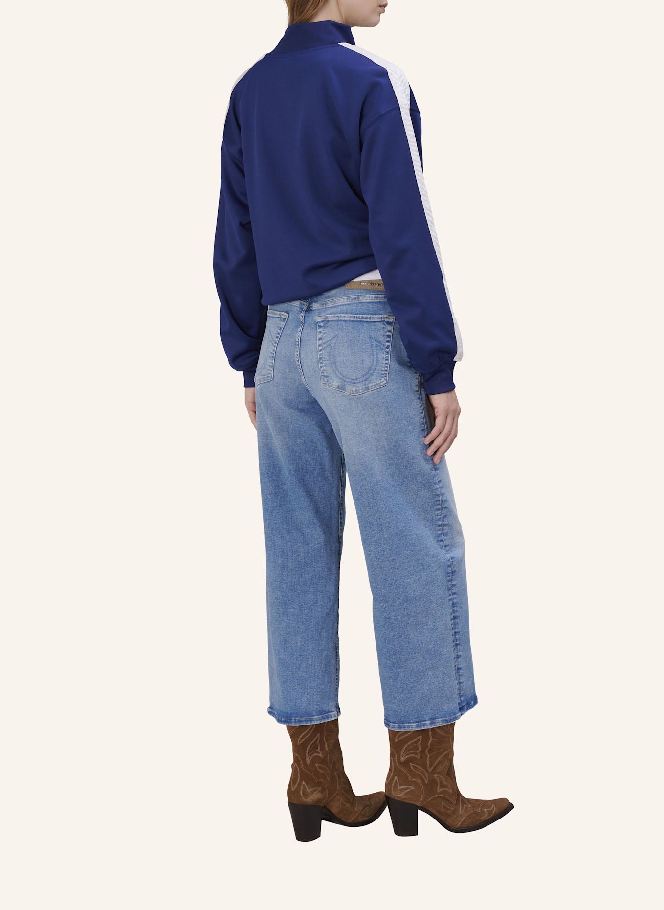 TRUE RELIGION Wide Leg Jeans VOLUME CROP: HELLBLAU/ HELLGRAU