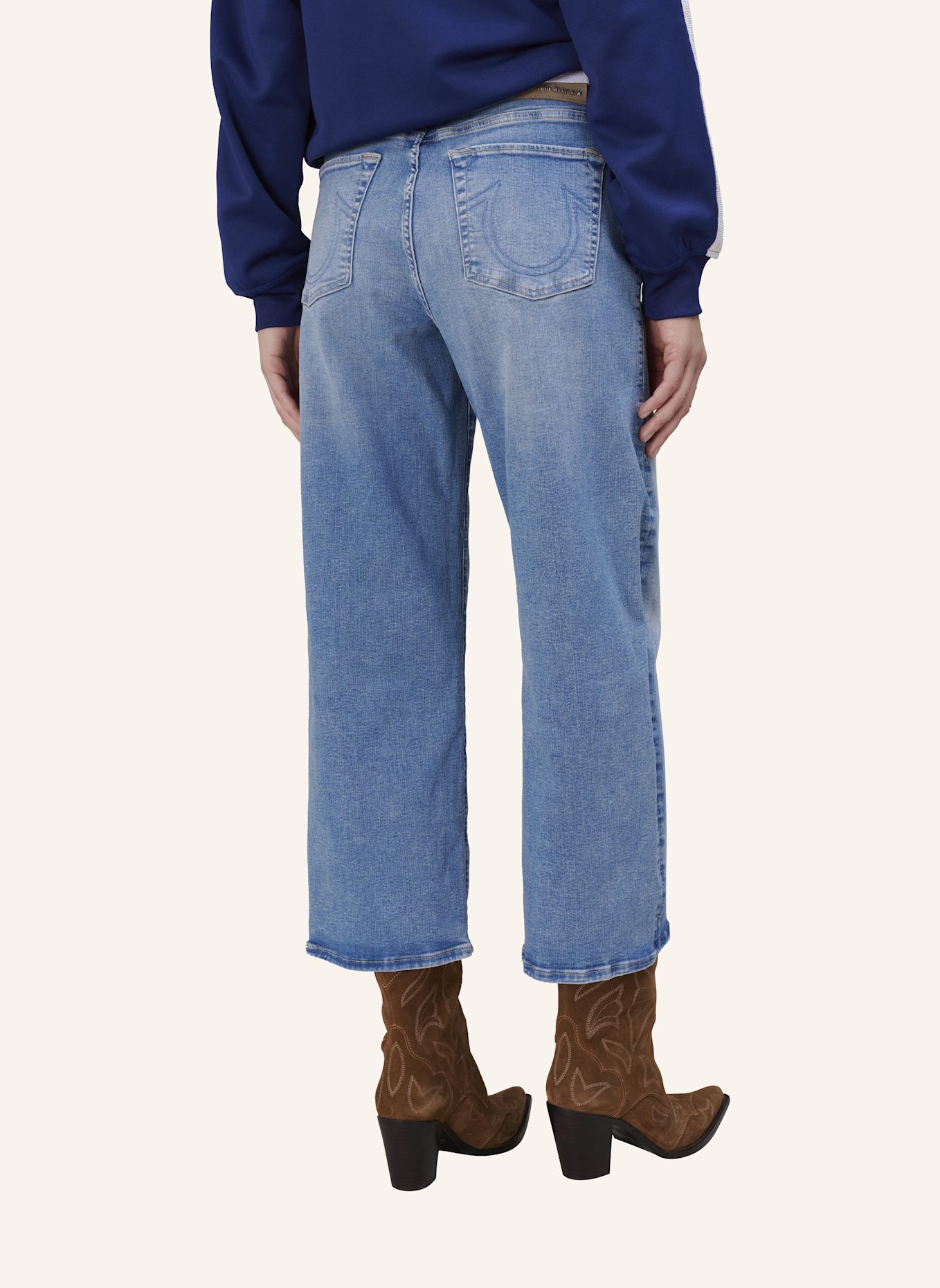 TRUE RELIGION Wide Leg Jeans VOLUME CROP: HELLBLAU/ HELLGRAU