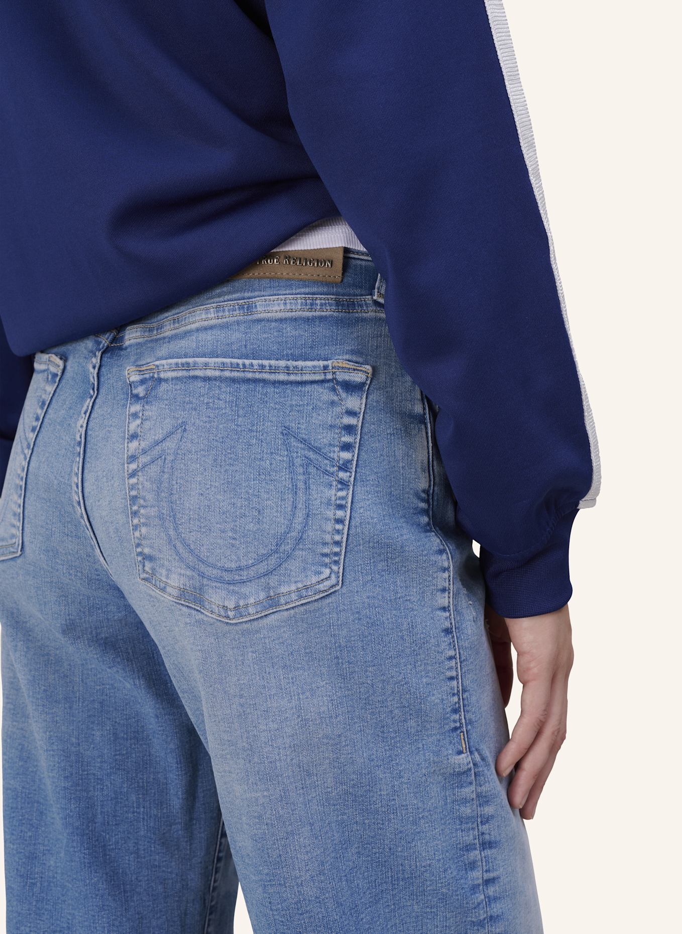 TRUE RELIGION Wide Leg Jeans VOLUME CROP: HELLBLAU/ HELLGRAU