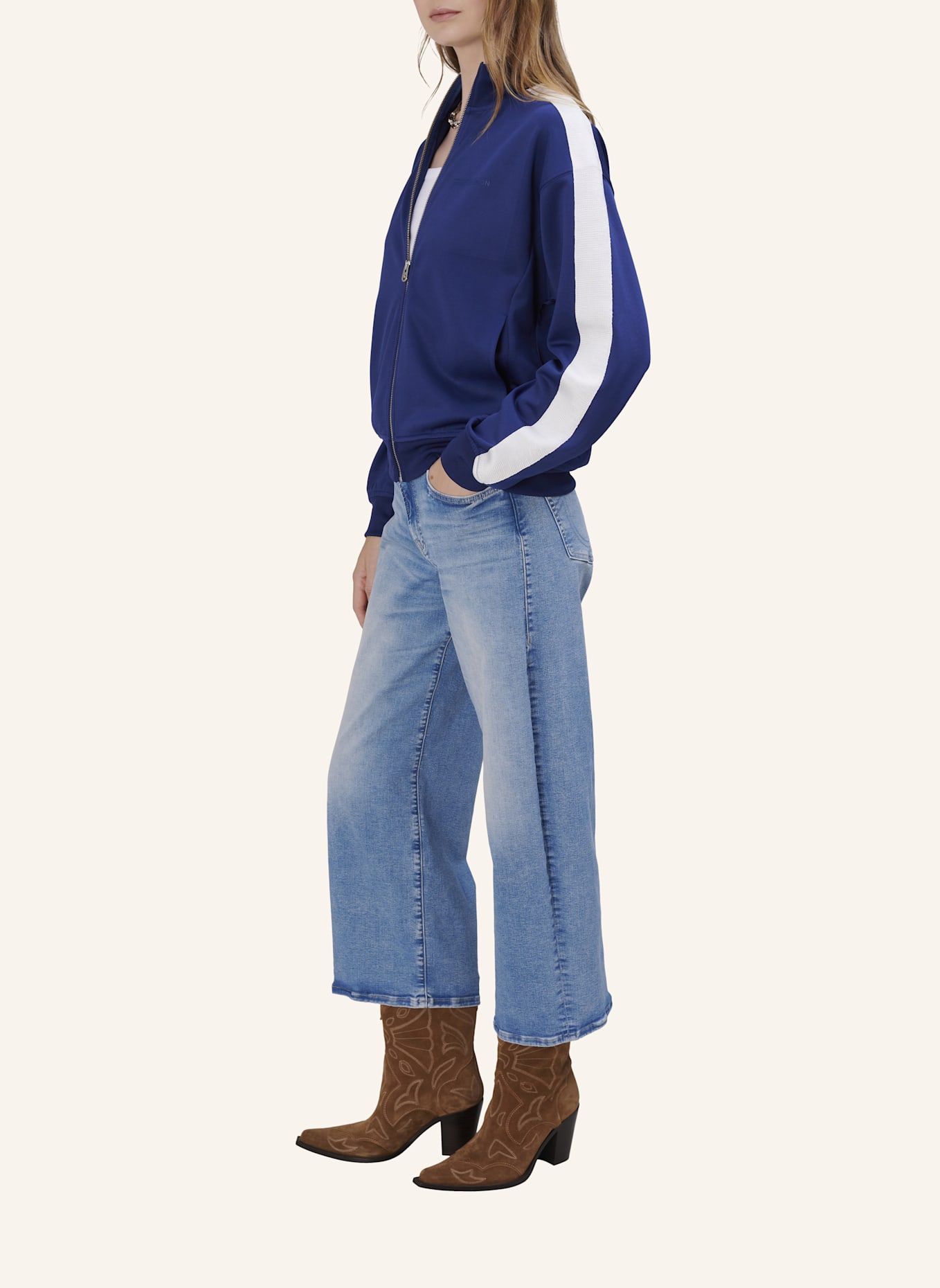 TRUE RELIGION Trainingsjacke TAYLOR mit Galonstreifen: BLAU