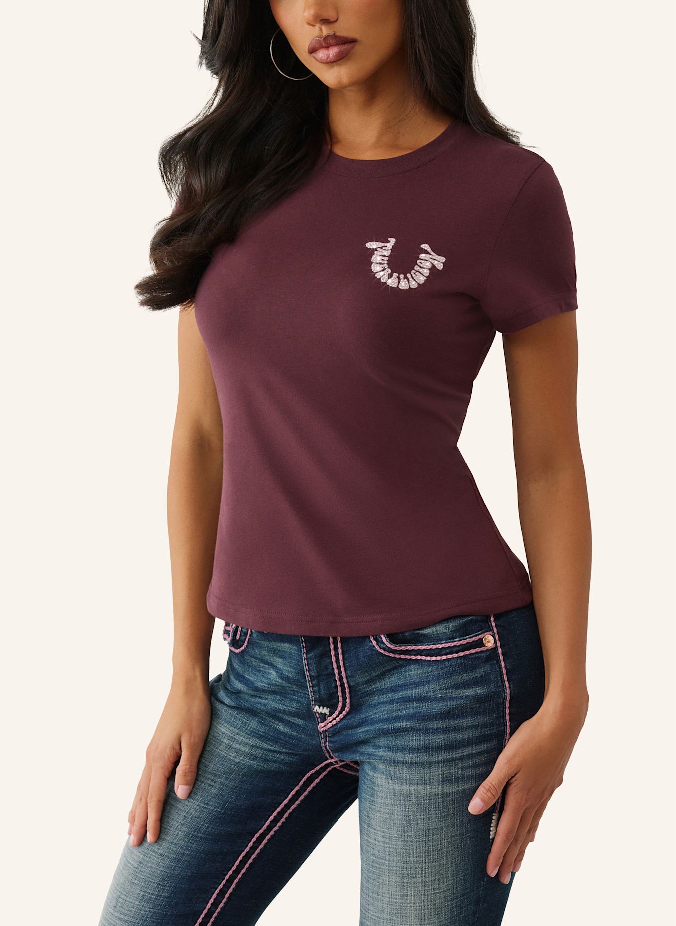 TRUE RELIGION T-Shirt: DUNKELROT