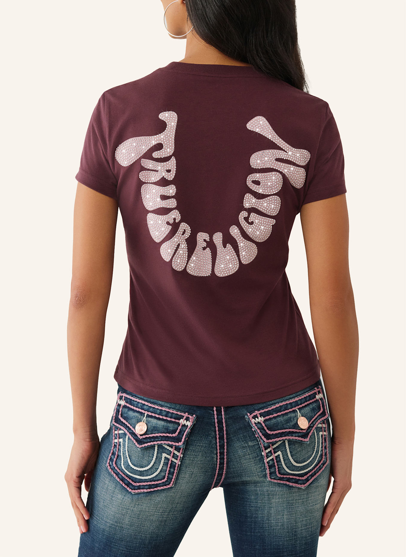 TRUE RELIGION T-Shirt: DUNKELROT