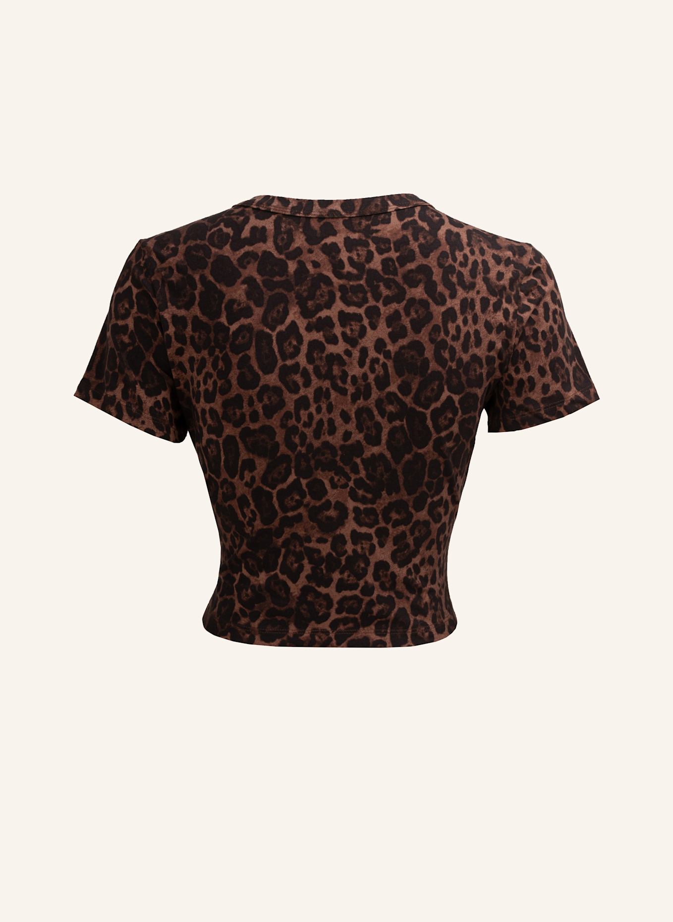 TRUE RELIGION T-Shirt LEOPARD CRYSTALS: BRAUN/ SCHWARZ