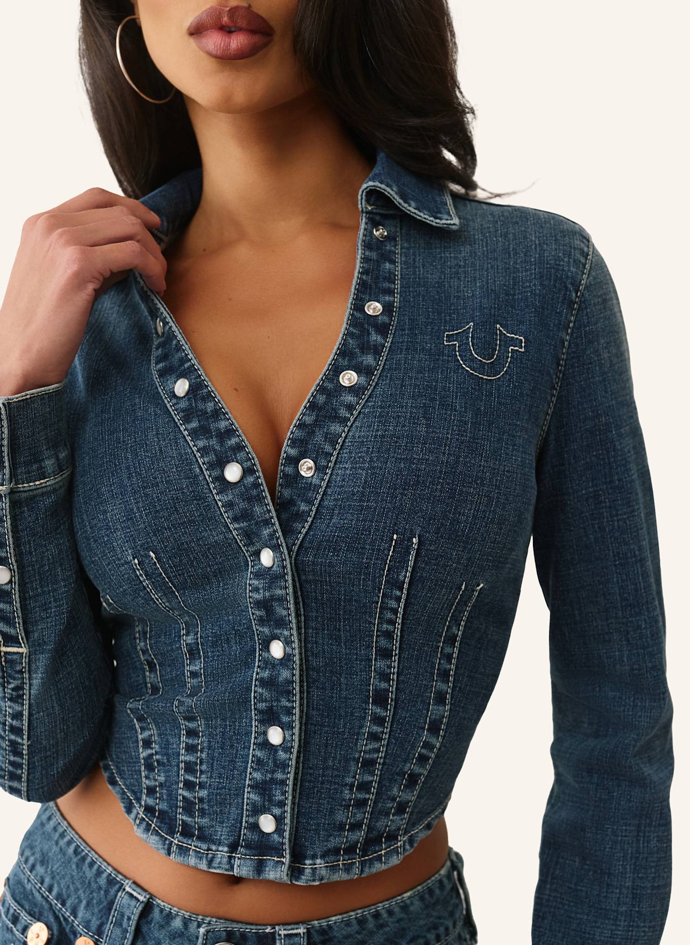 TRUE RELIGION Jeanshemd SNATCHED: BLAU