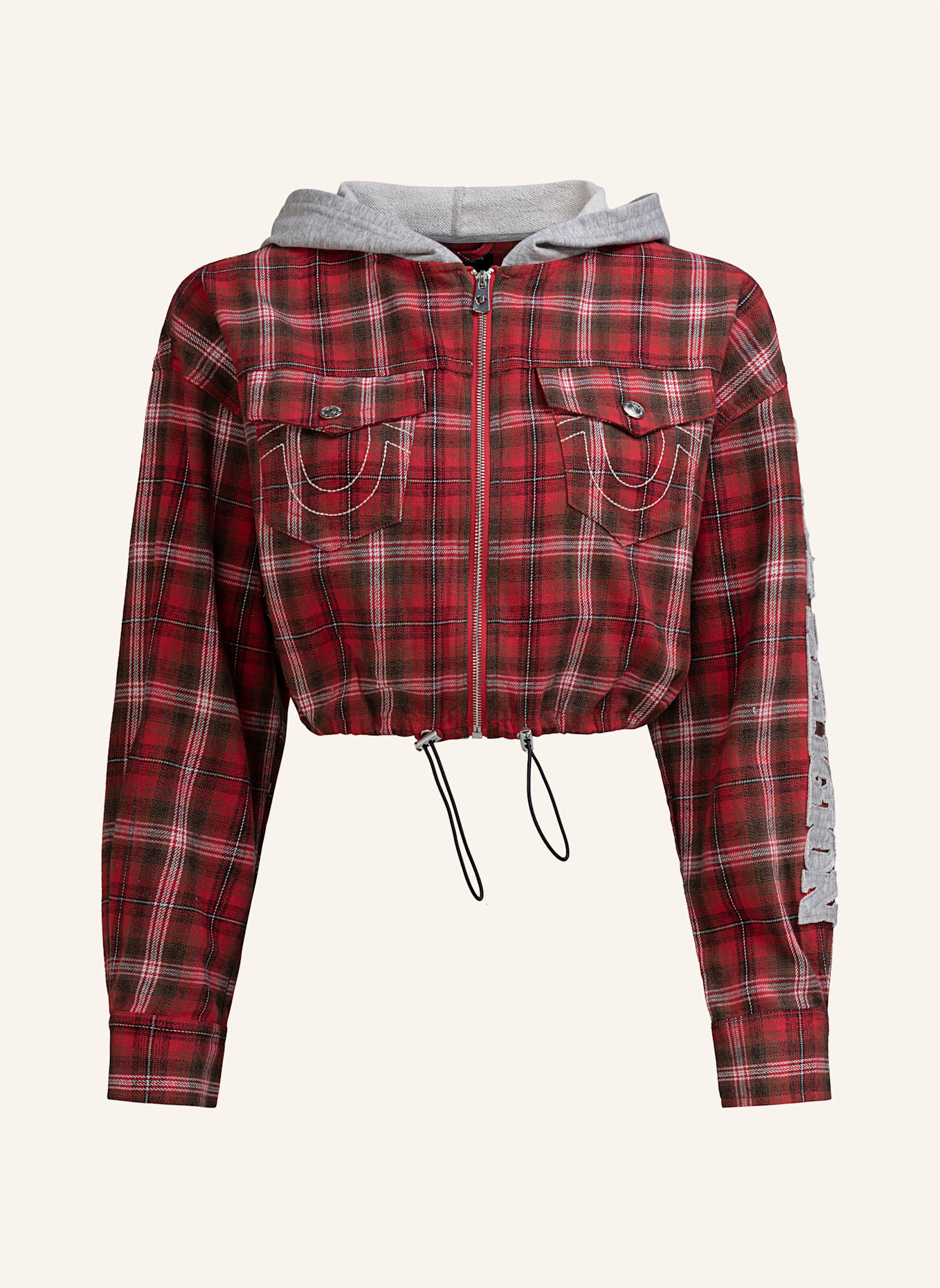 TRUE RELIGION Zip-Hoodie: ROT/ SCHWARZ/ WEISS