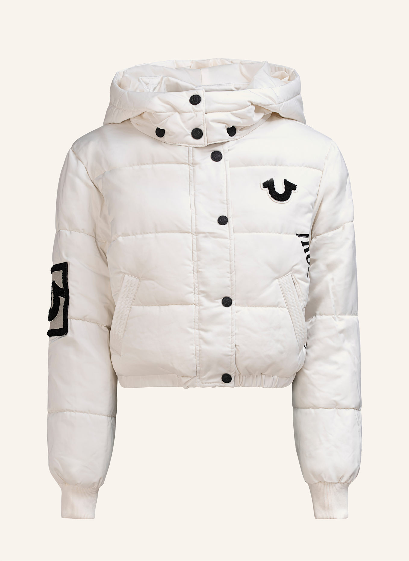 TRUE RELIGION Cropped-Puffer-Jacke: WEISS