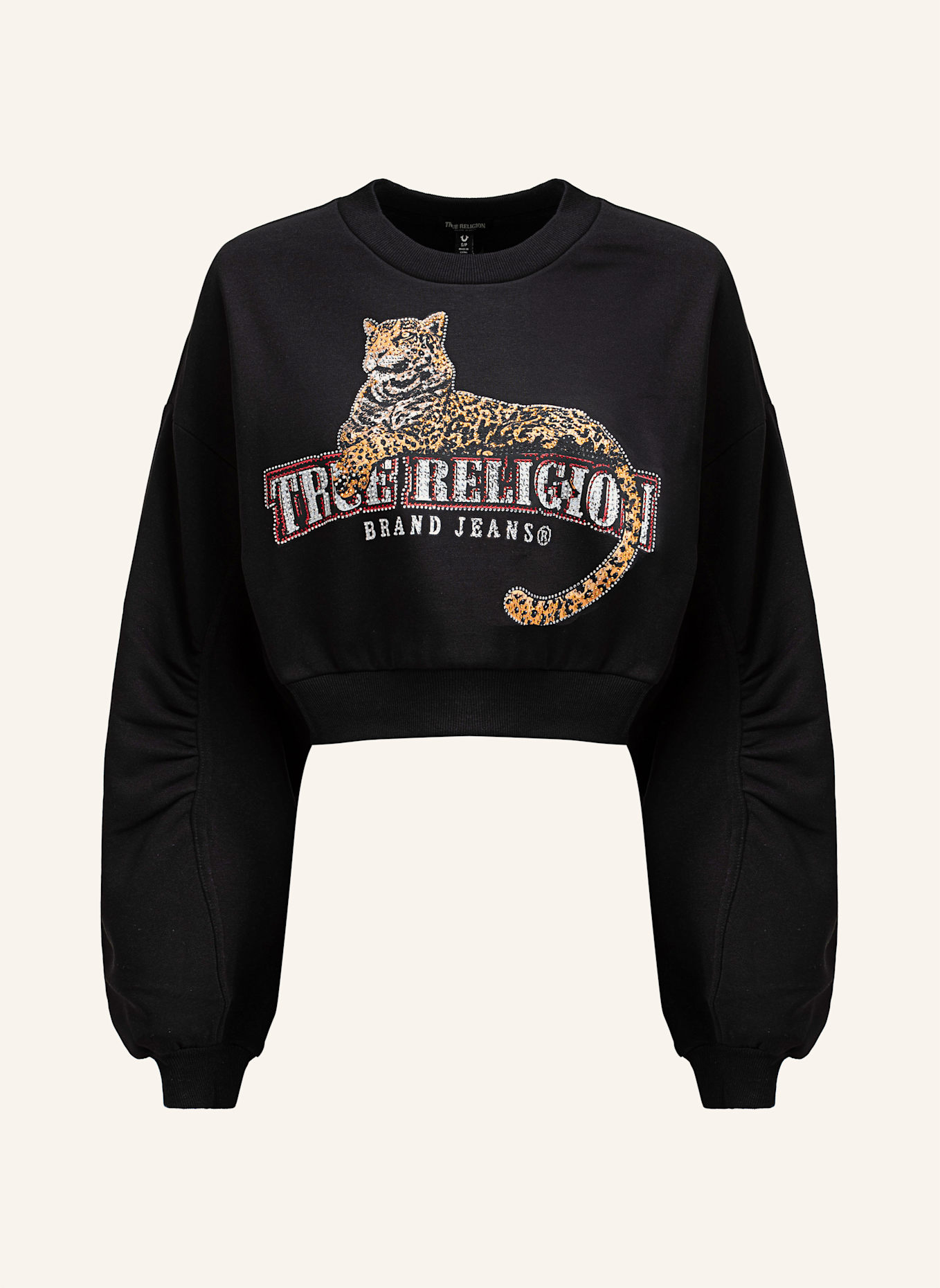 TRUE RELIGION Sweatshirt CRYSTAL LEOPARD: SCHWARZ