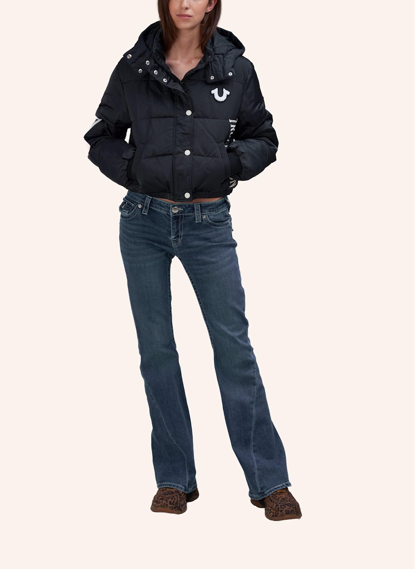 TRUE RELIGION Cropped-Puffer-Jacke: SCHWARZ