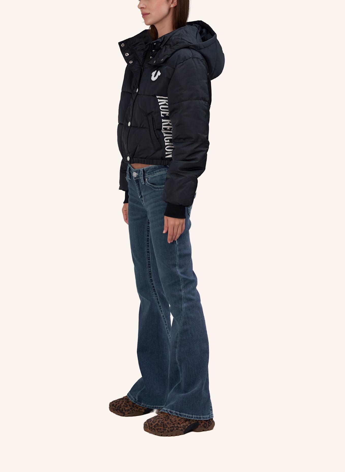 TRUE RELIGION Cropped-Puffer-Jacke: SCHWARZ