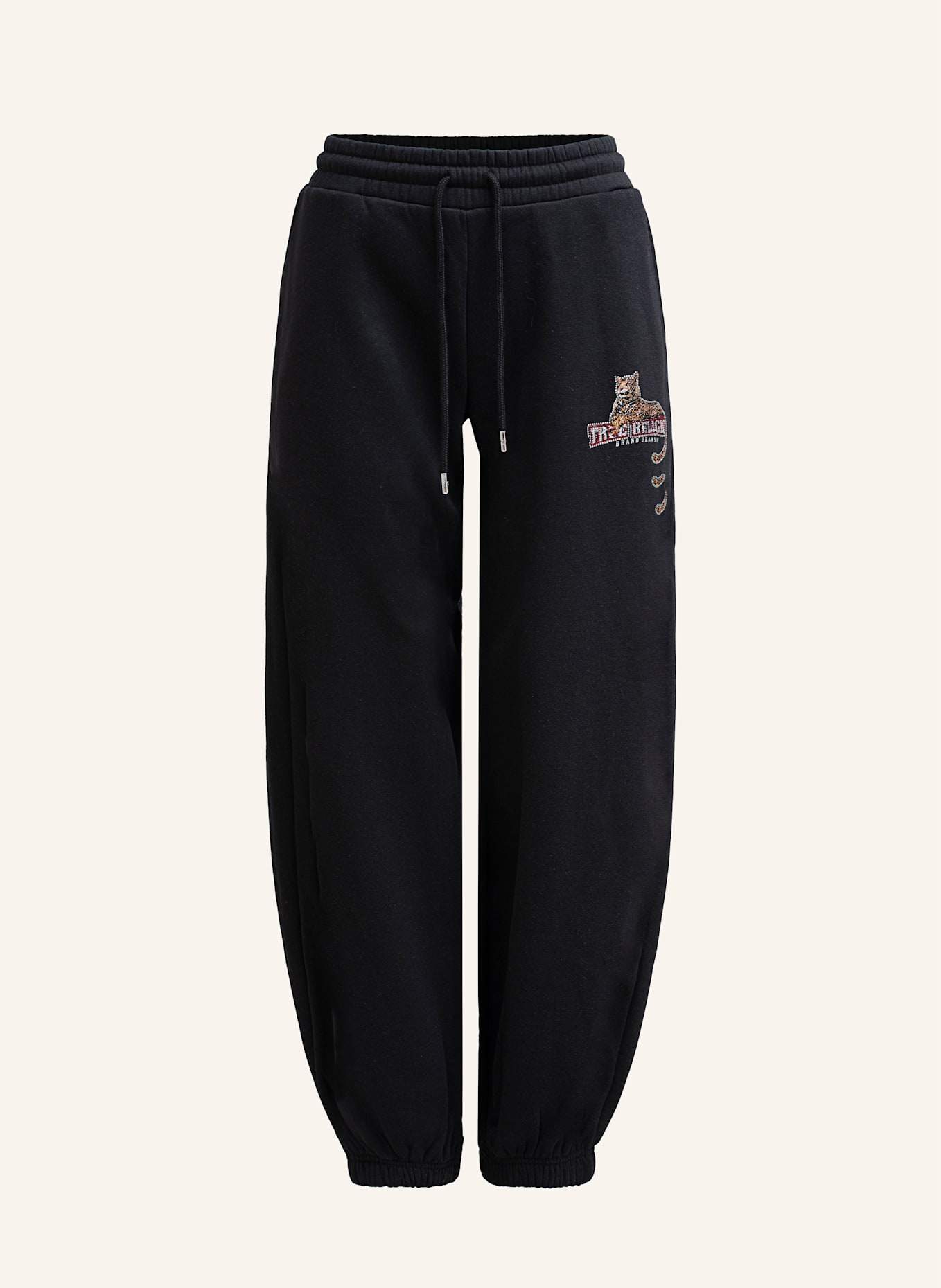 TRUE RELIGION Sweatpant LEOPARD CRYSTAL BAGGY: SCHWARZ
