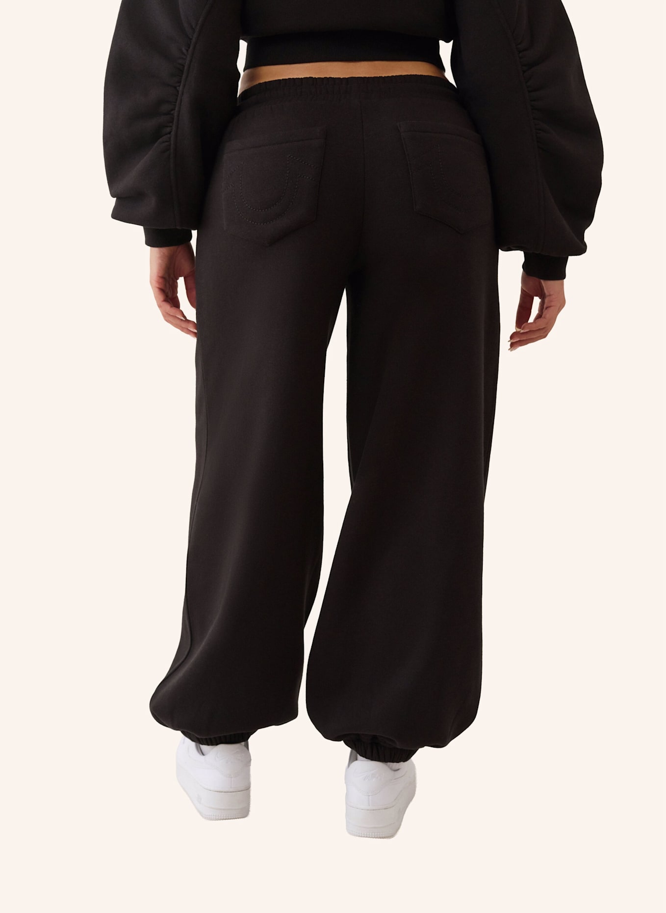 TRUE RELIGION Sweatpant LEOPARD CRYSTAL BAGGY: SCHWARZ