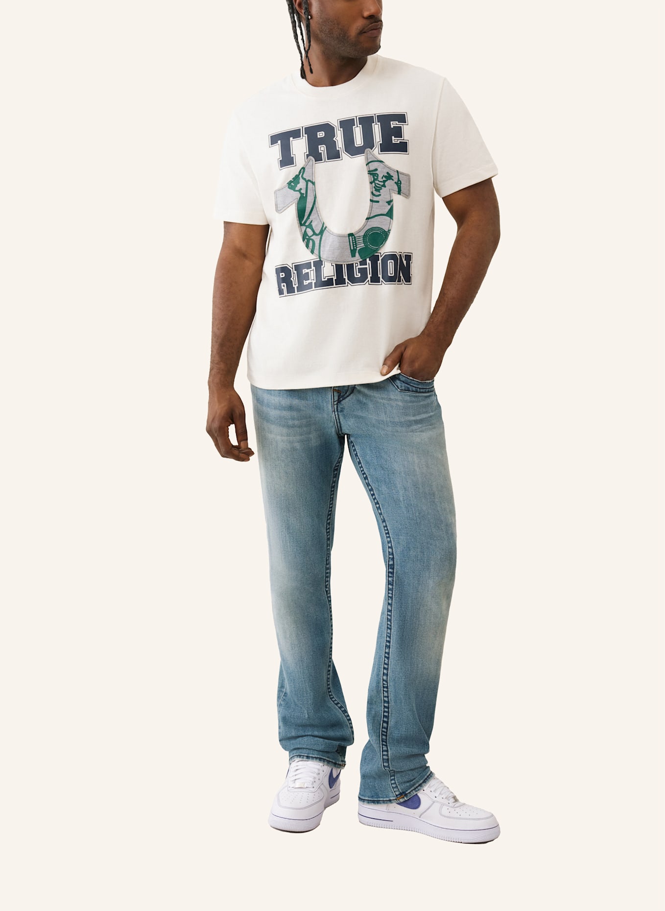 TRUE RELIGION T-Shirt HORSESHOE: WEISS