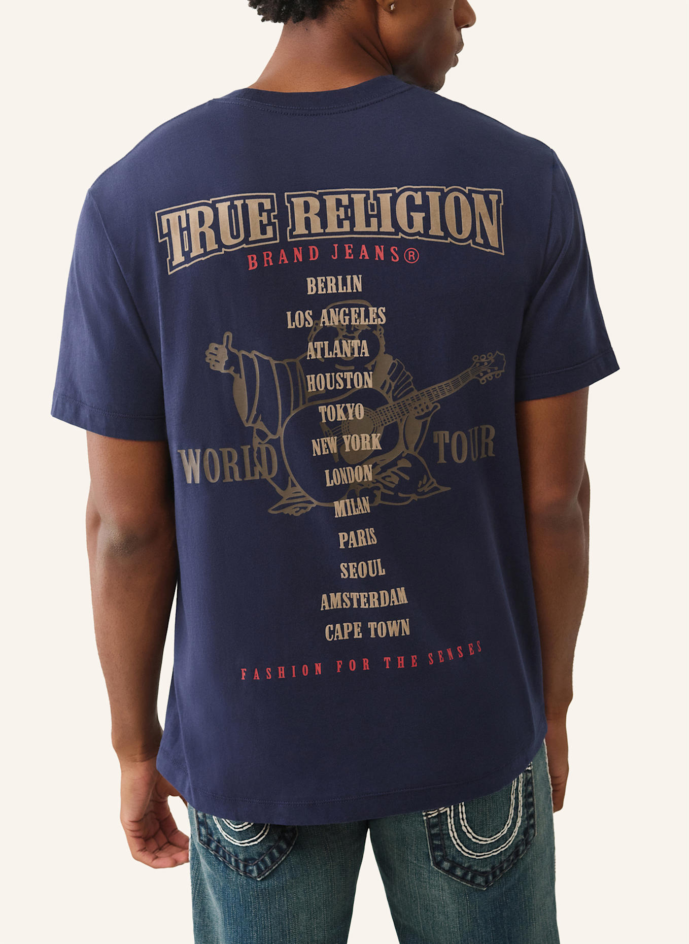 TRUE RELIGION T-Shirt BUDDHA: DUNKELBLAU