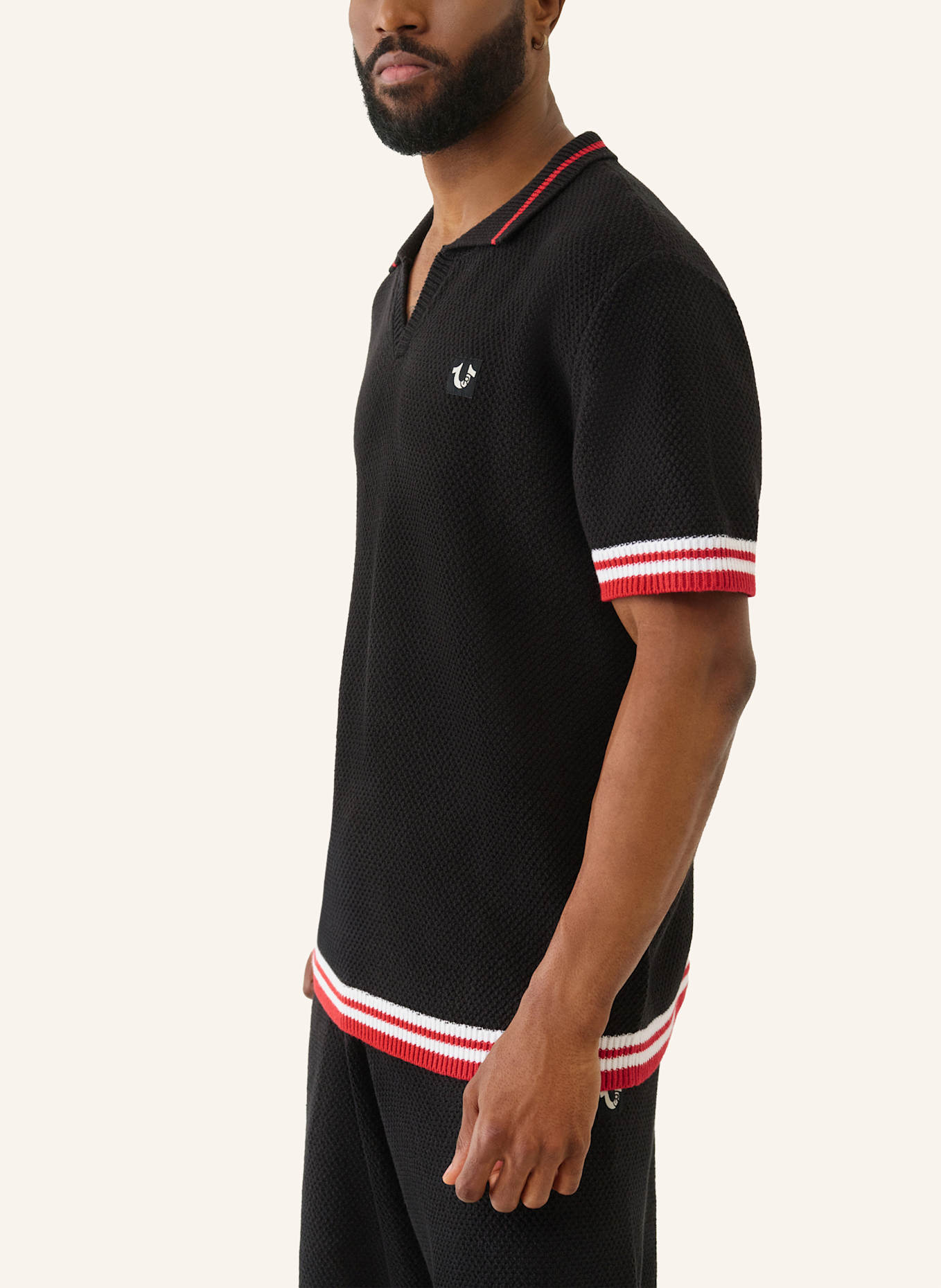 TRUE RELIGION Poloshirt: SCHWARZ