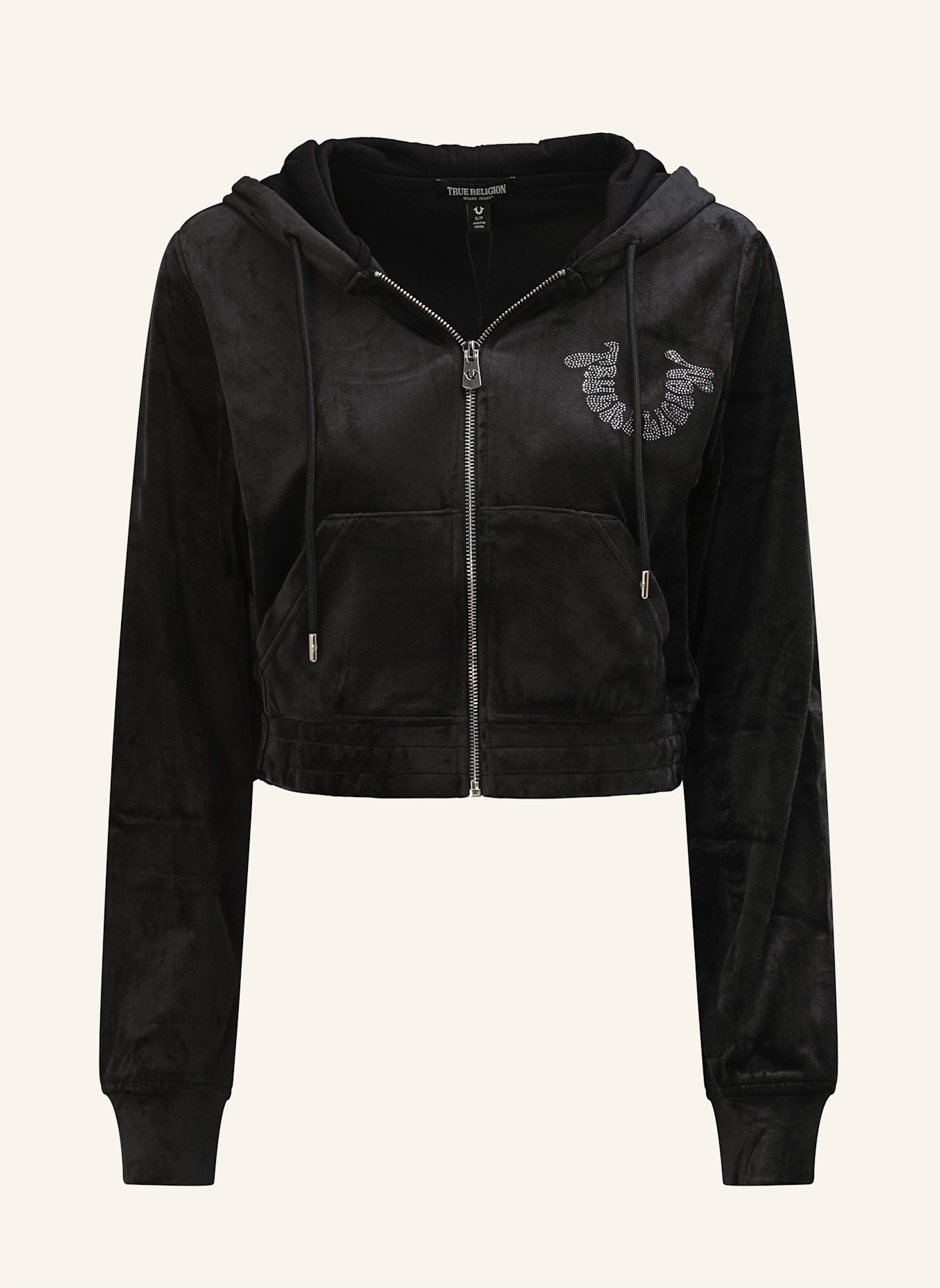 TRUE RELIGION Zip-Hoodie: SCHWARZ