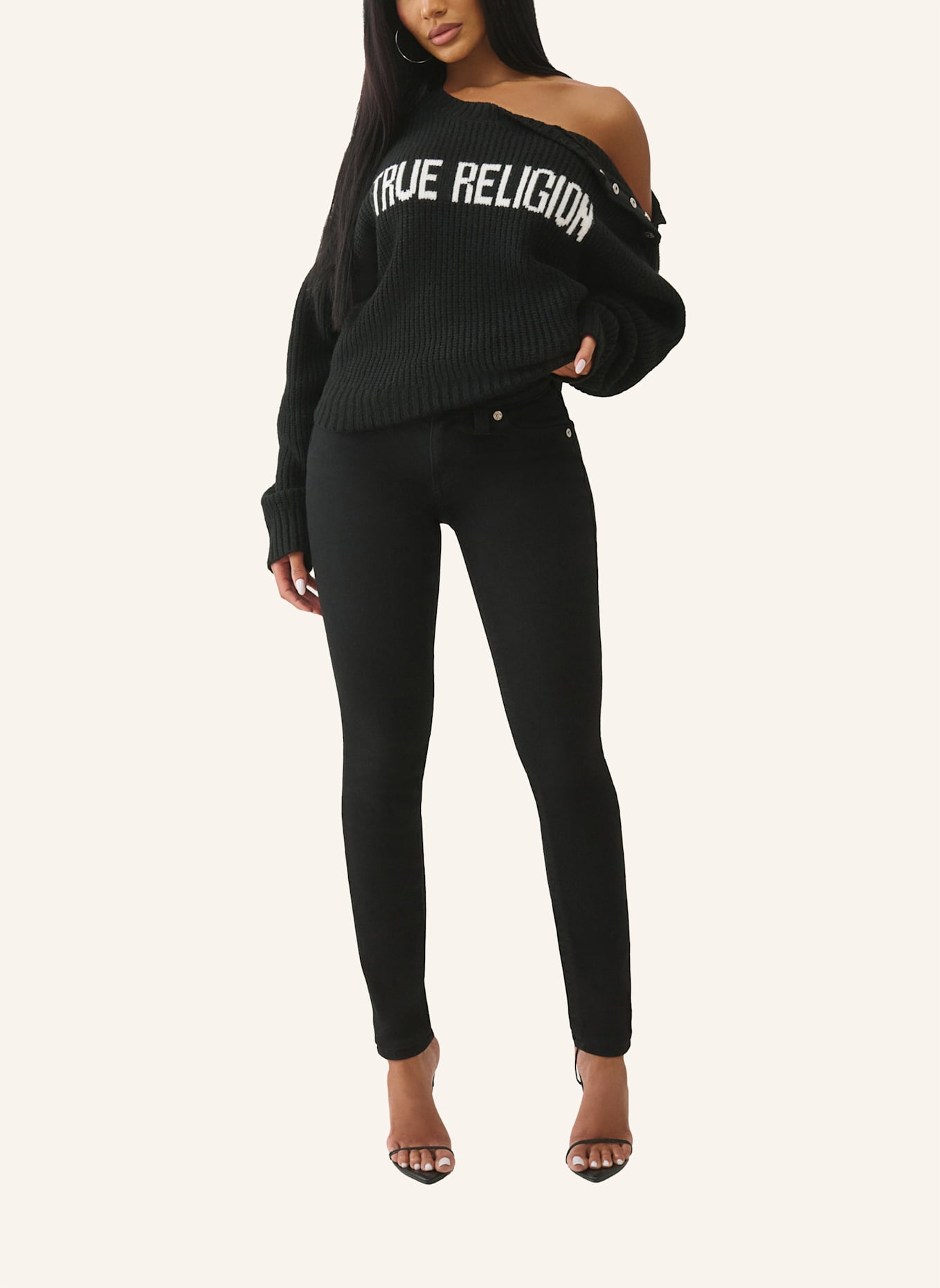 TRUE RELIGION Strickpullover: SCHWARZ