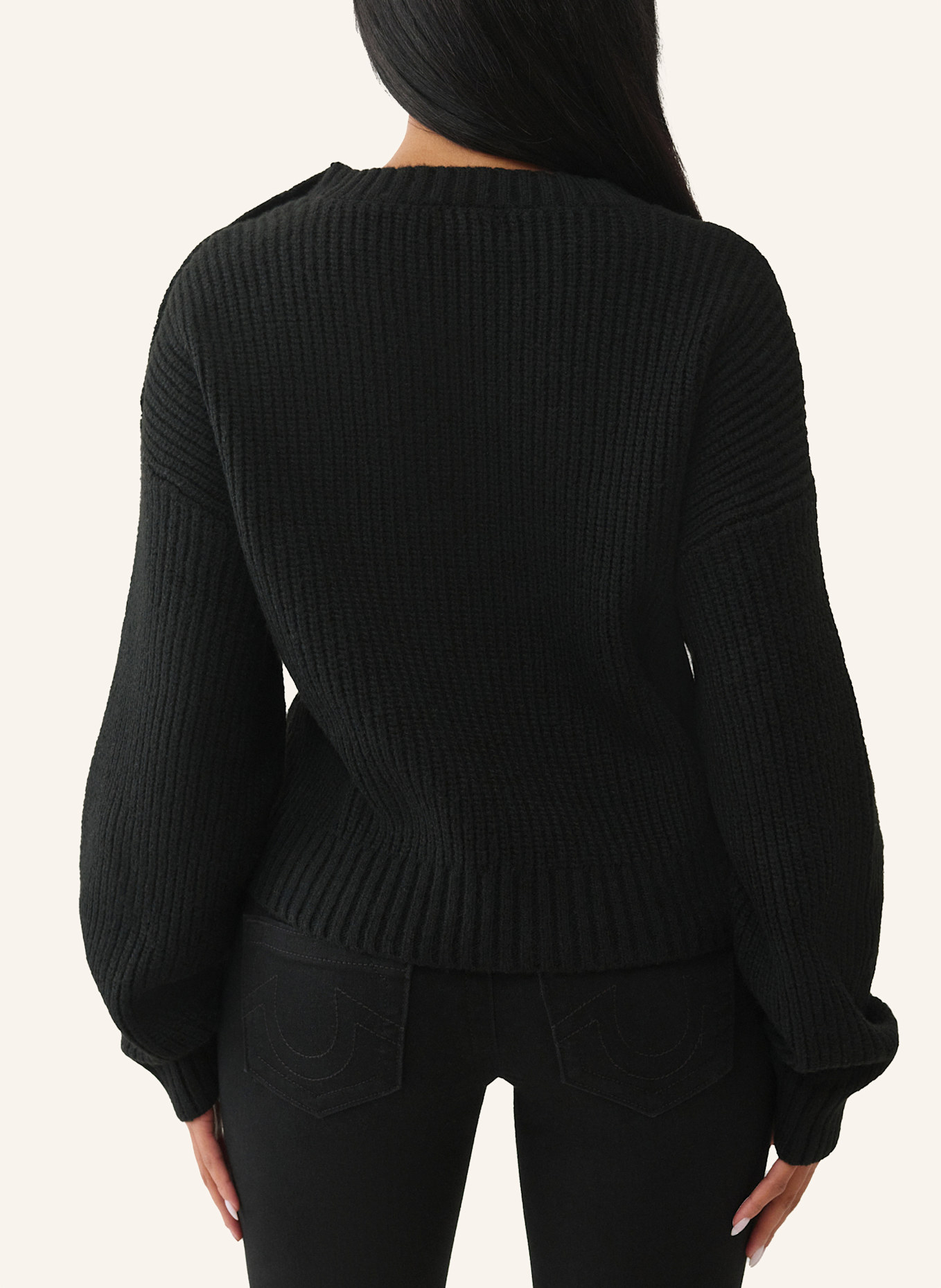 TRUE RELIGION Strickpullover: SCHWARZ