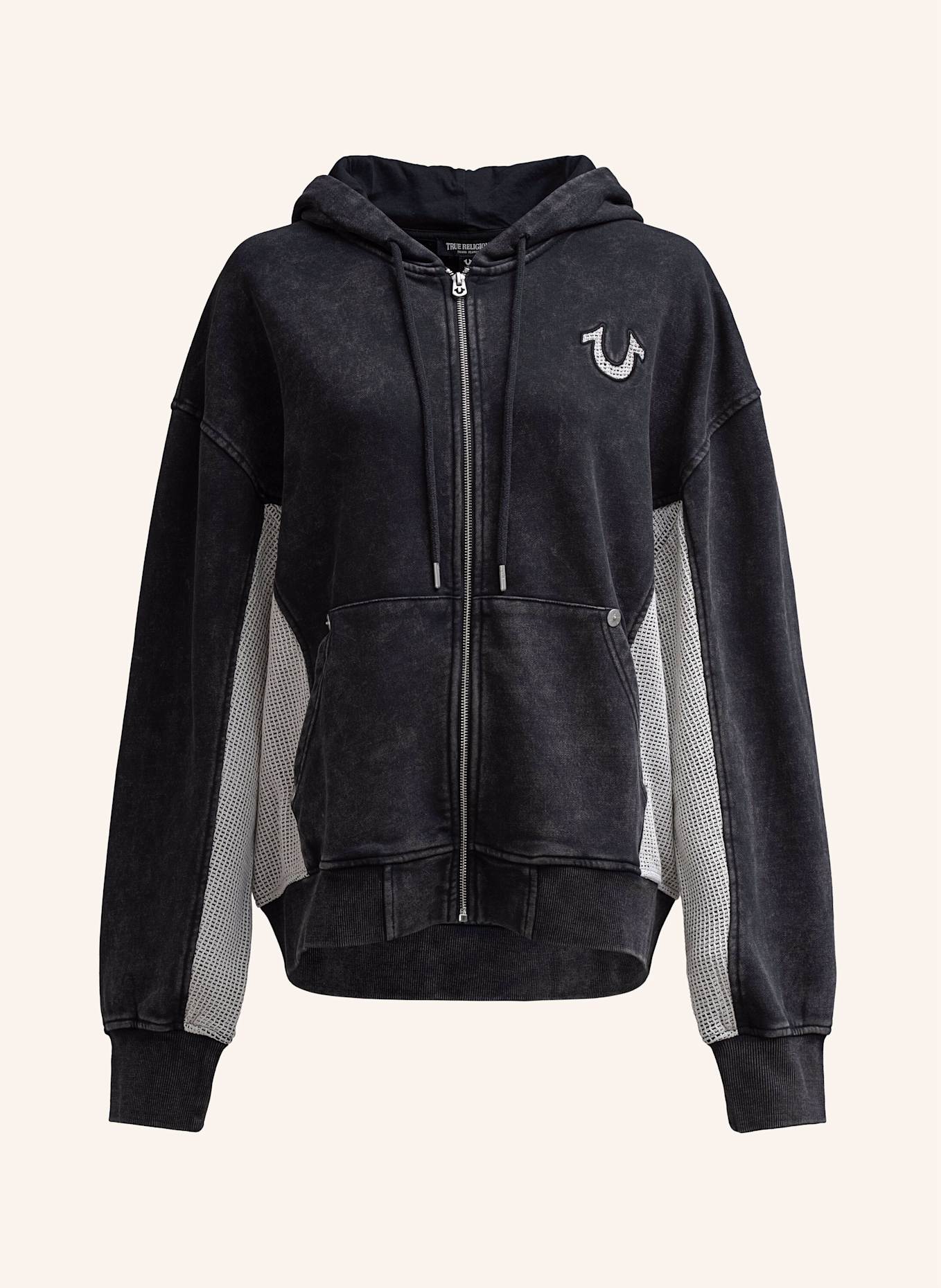 TRUE RELIGION Zip-Hoodie: SCHWARZ