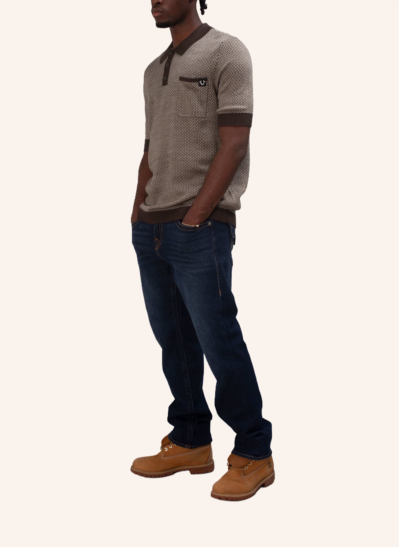 TRUE RELIGION Poloshirt KNIT: BRAUN