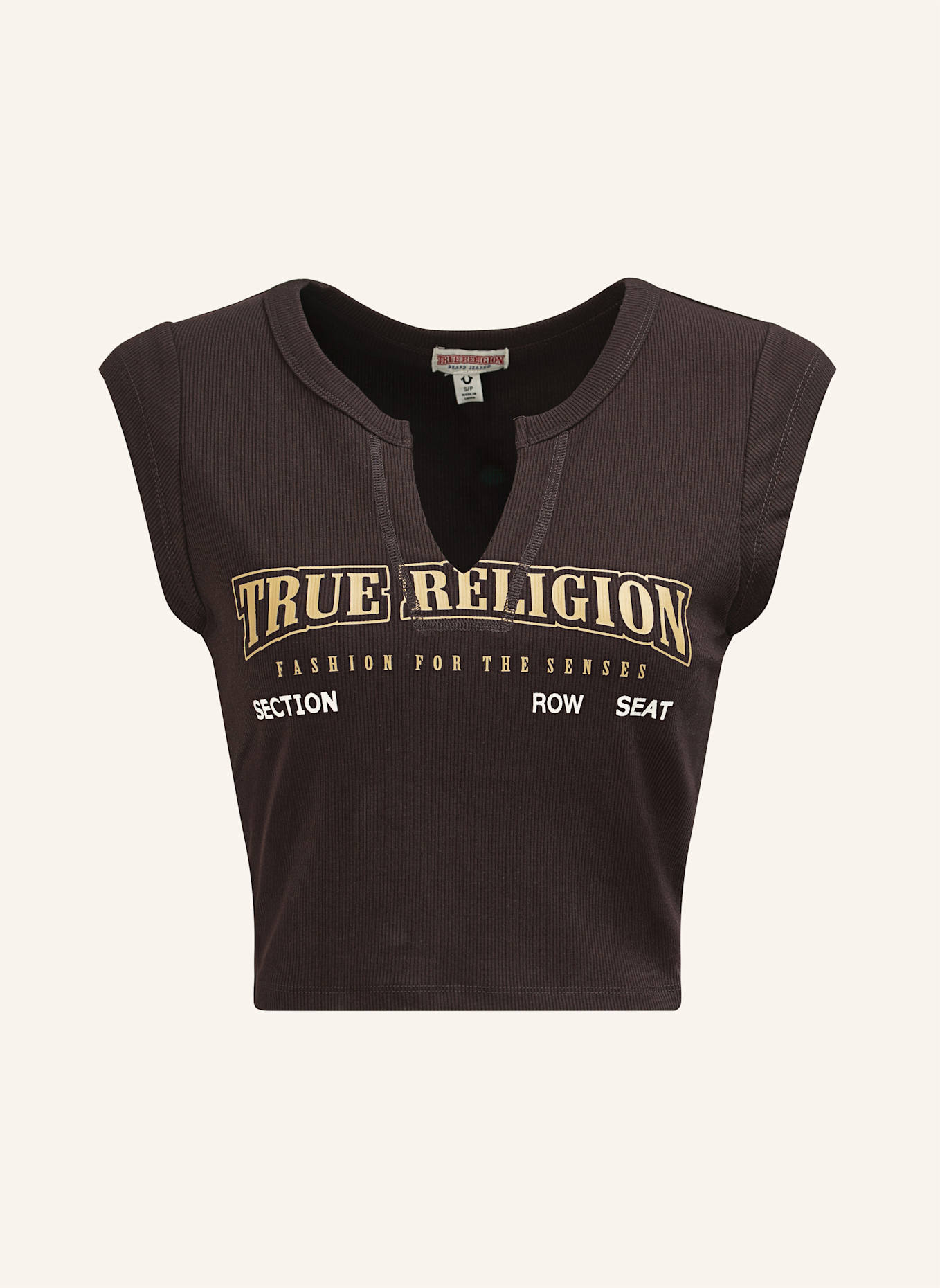 TRUE RELIGION V-Neck NOTCH: BRAUN