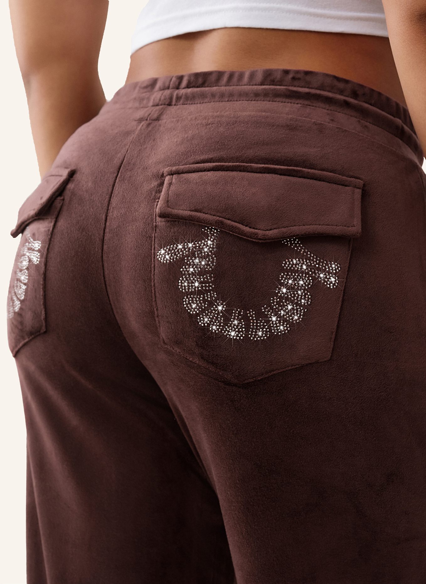 TRUE RELIGION Sweatpant VELOUR CRYSTAL: BRAUN