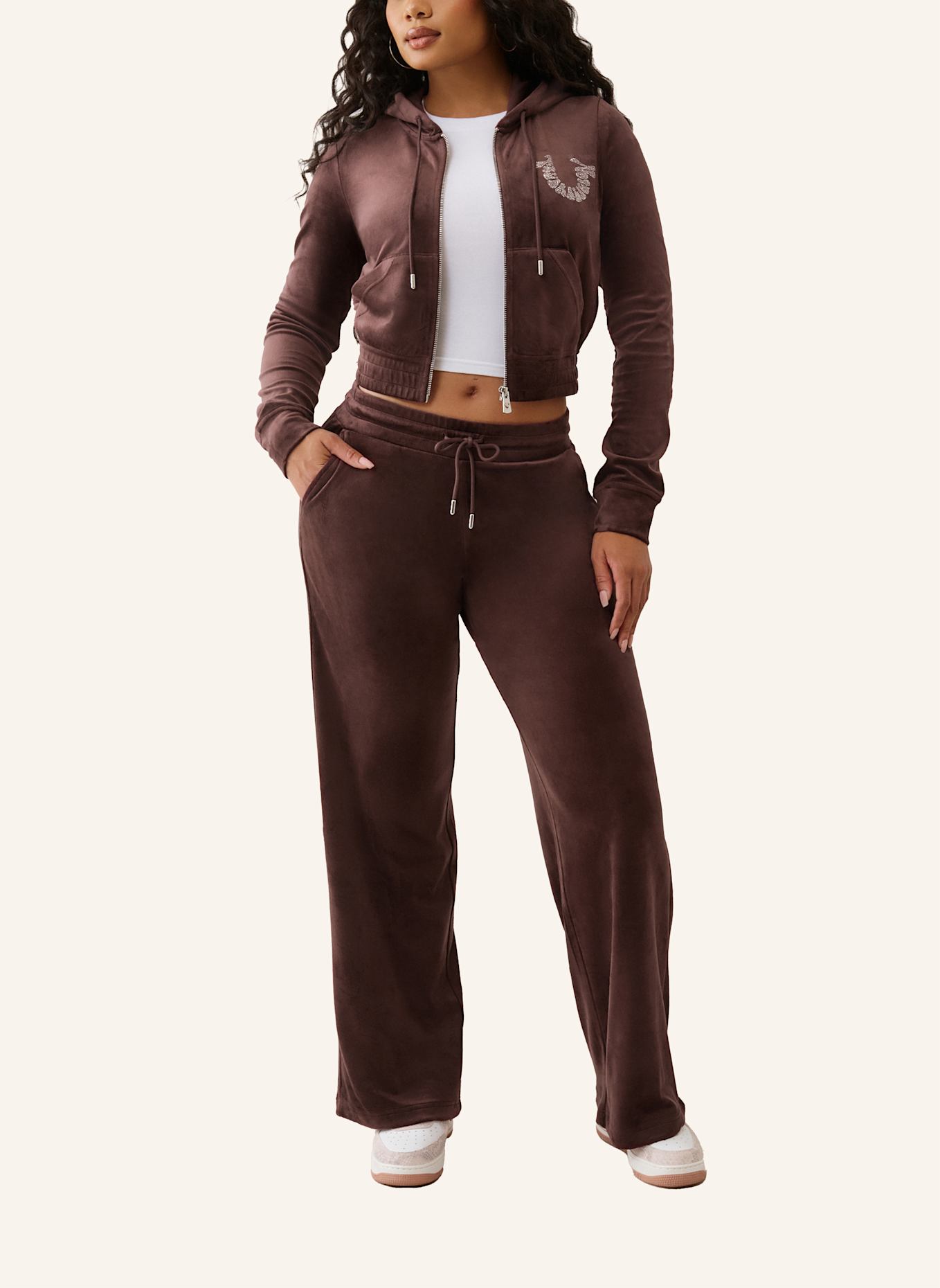 TRUE RELIGION Zip-Hoodie: BRAUN