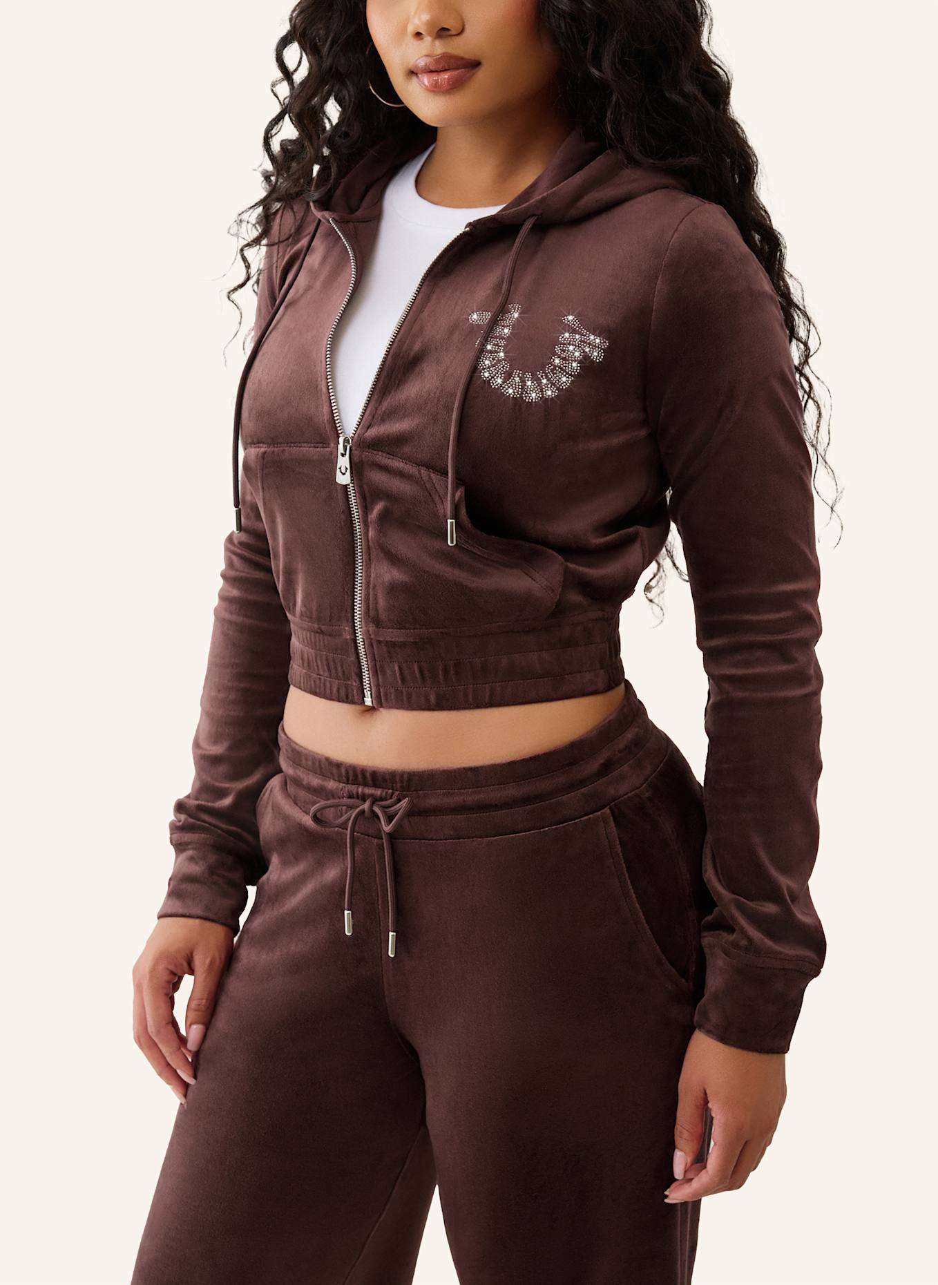 TRUE RELIGION Zip-Hoodie: BRAUN
