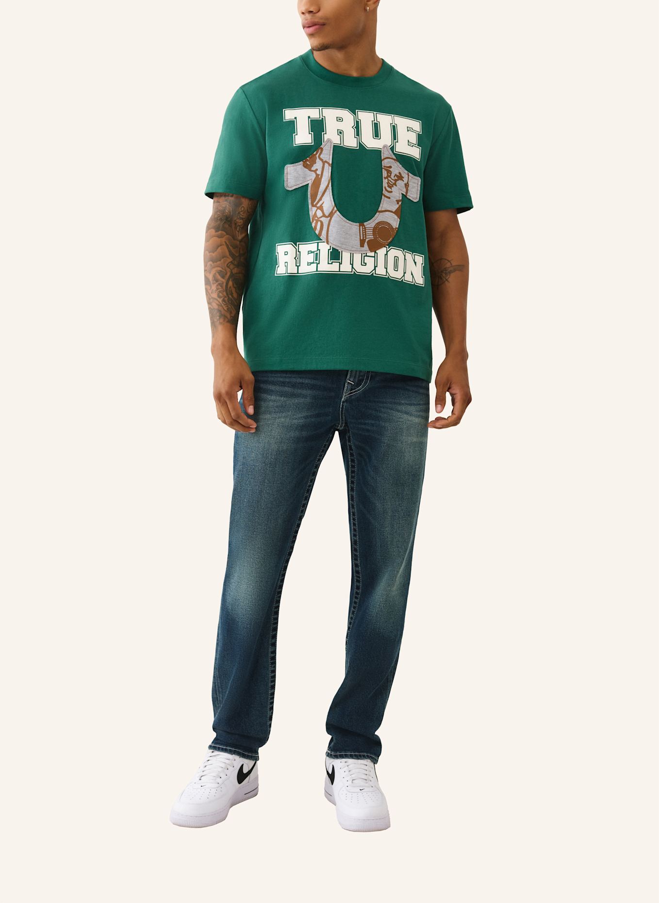 TRUE RELIGION T-Shirt HORSESHOE: GRÜN