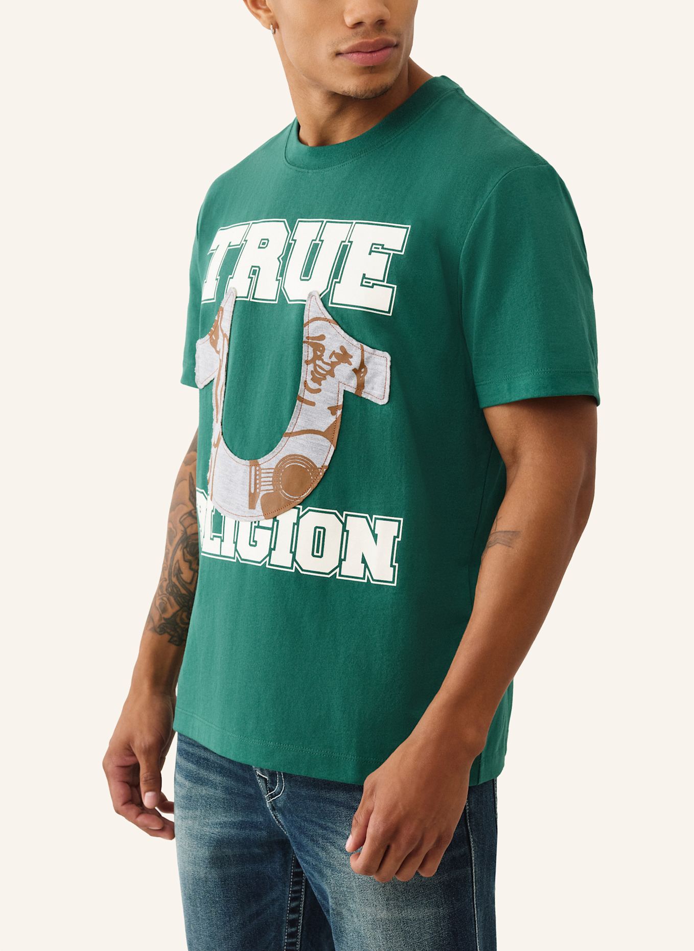 TRUE RELIGION T-Shirt HORSESHOE: GRÜN