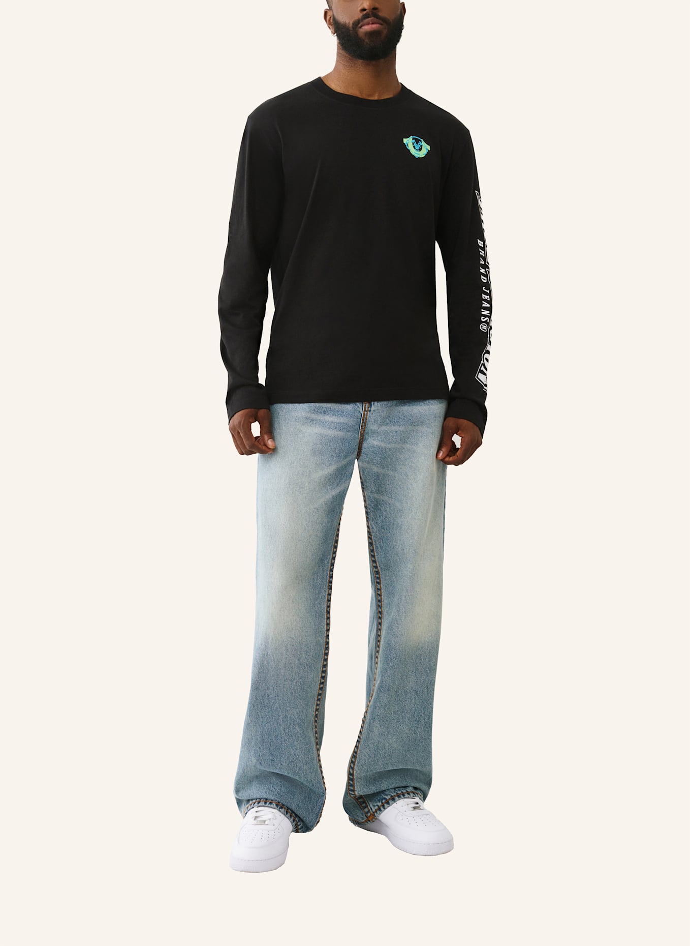 TRUE RELIGION Longsleeve: SCHWARZ