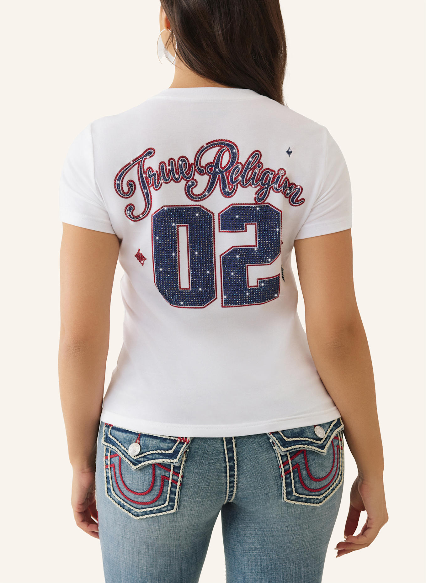 TRUE RELIGION T-Shirt CRYSTAL: WEISS