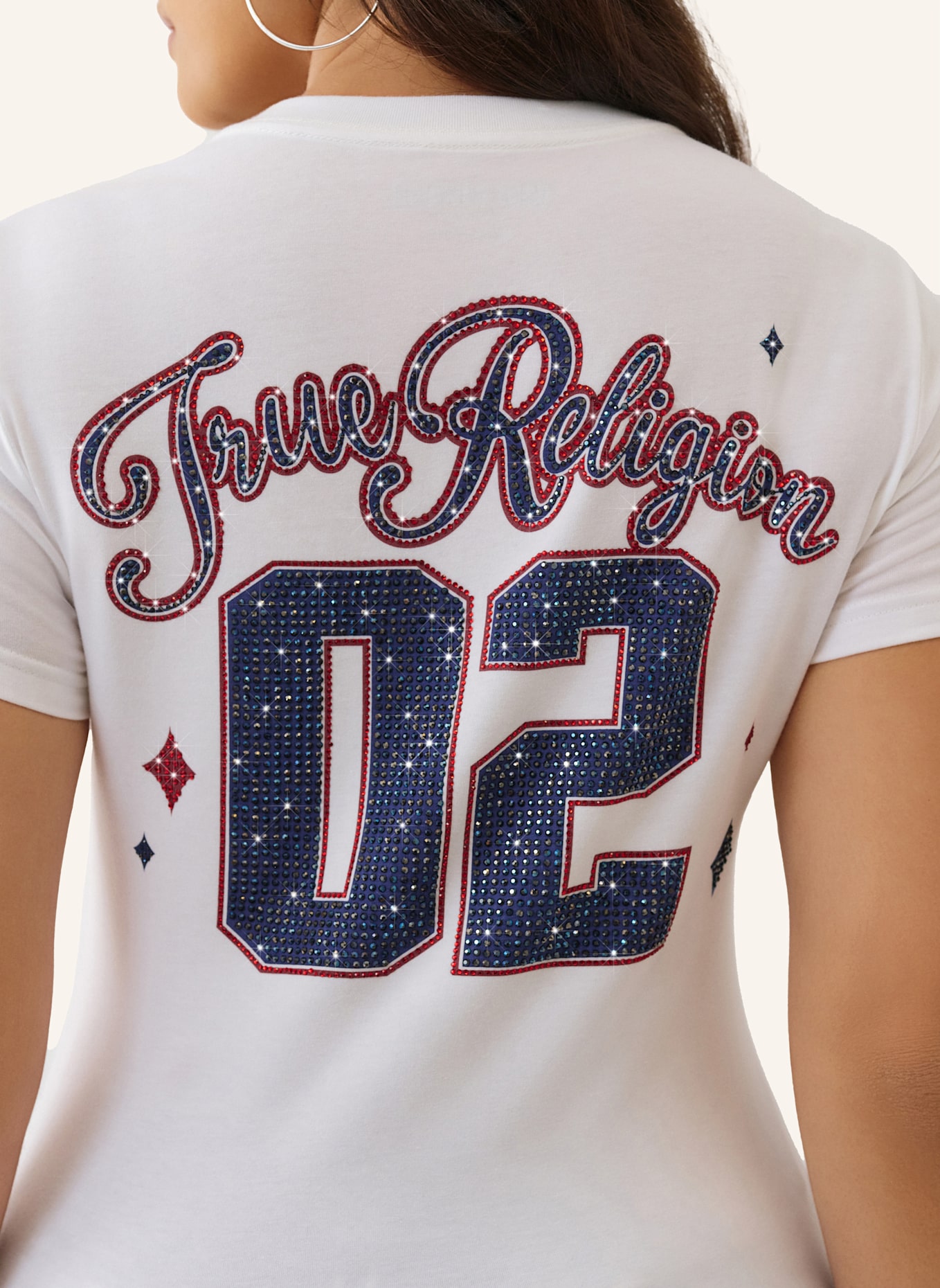 TRUE RELIGION T-Shirt CRYSTAL: WEISS