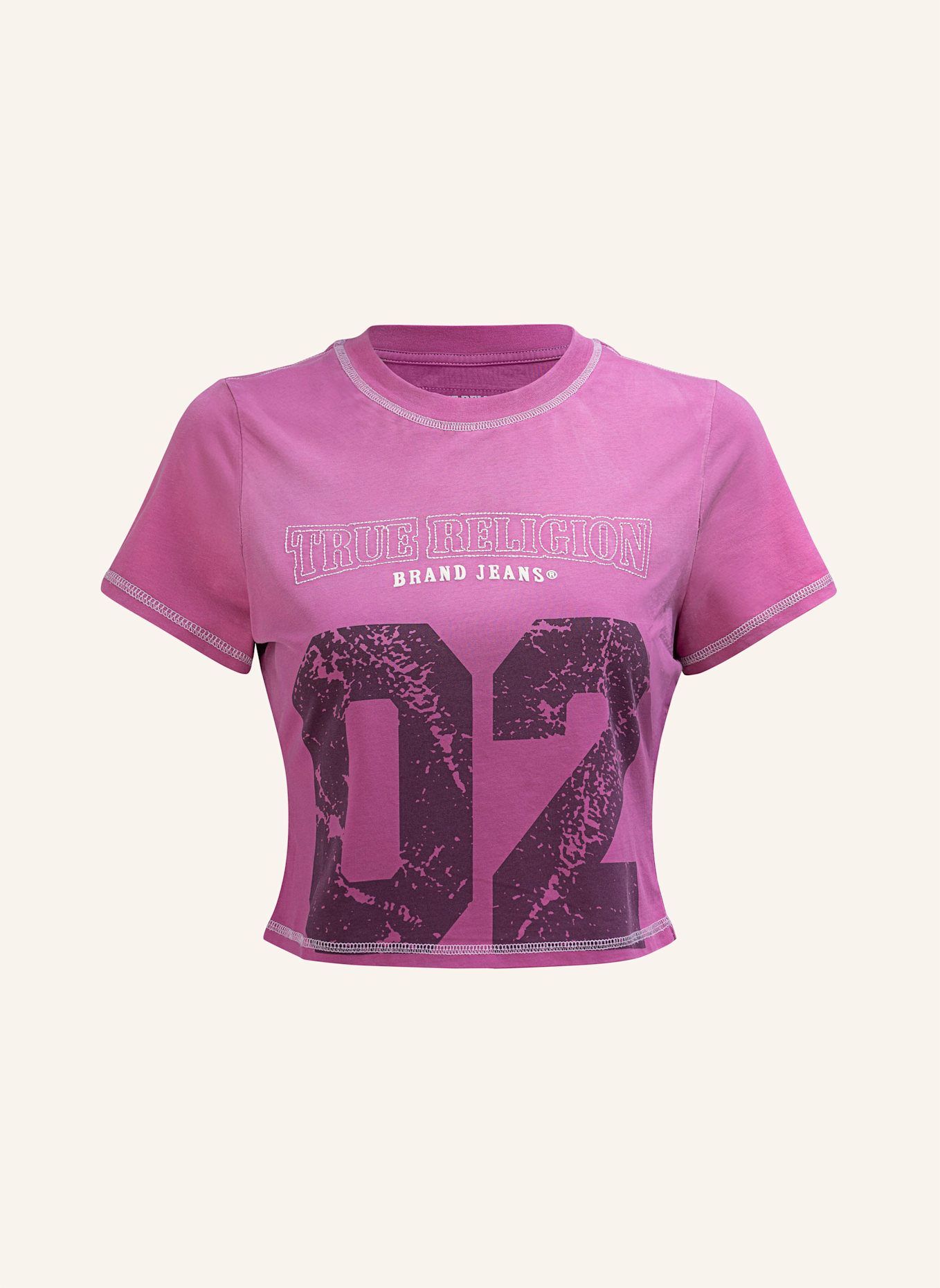 TRUE RELIGION T-Shirt Cropped: FUCHSIA