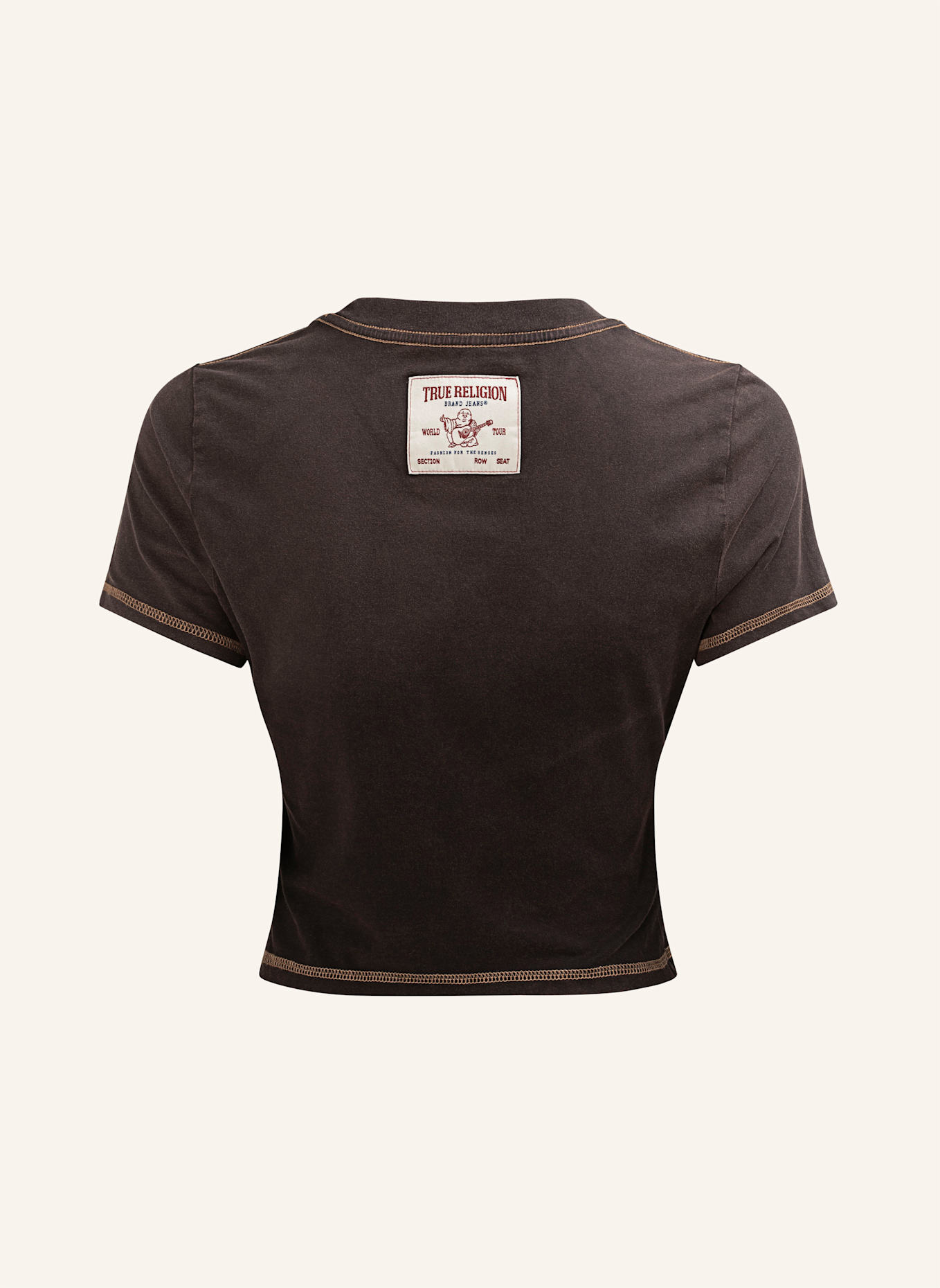 TRUE RELIGION T-Shirt Cropped: SCHWARZ/ BRAUN