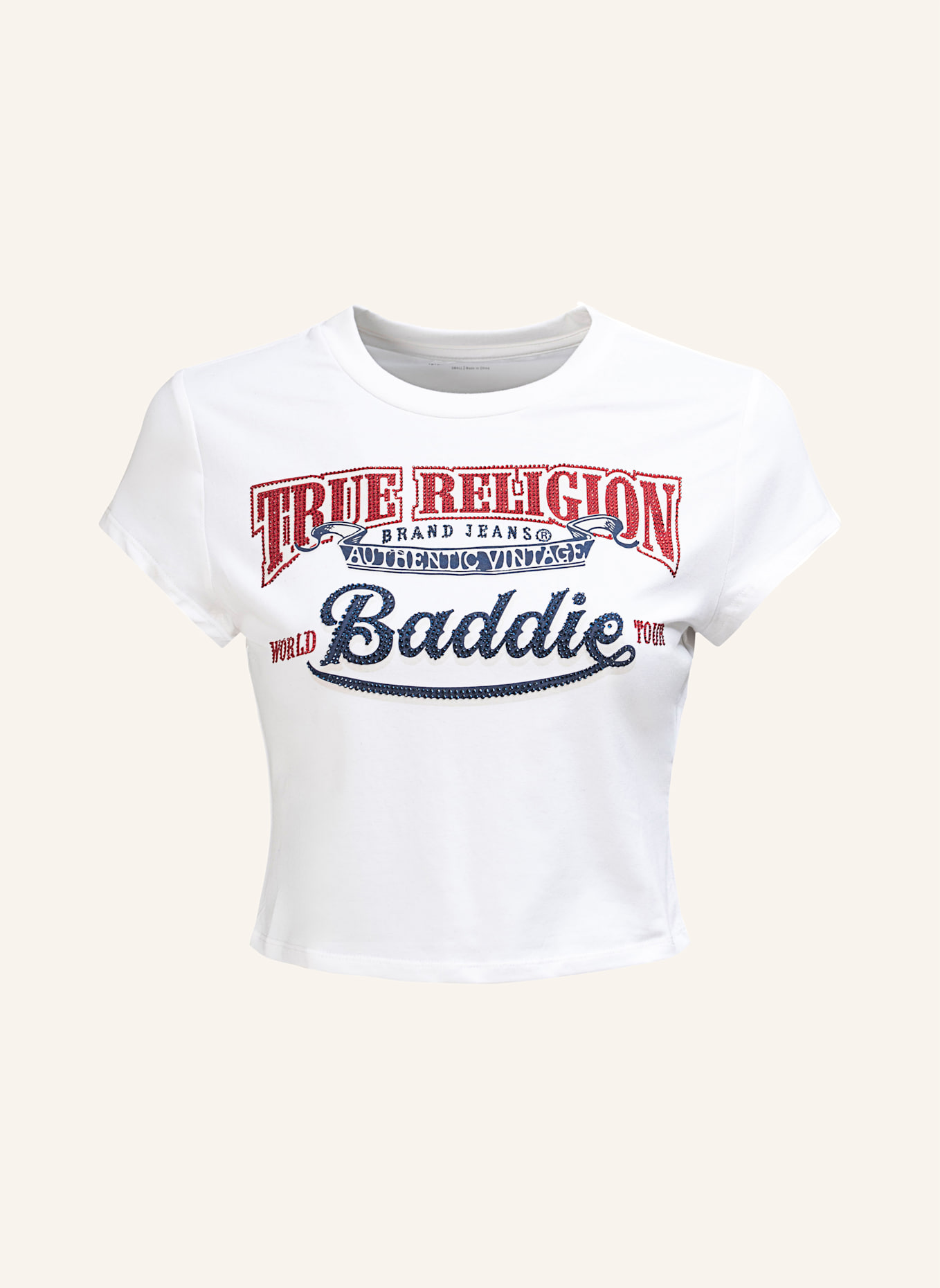 TRUE RELIGION T-Shirt Cropped: WEISS