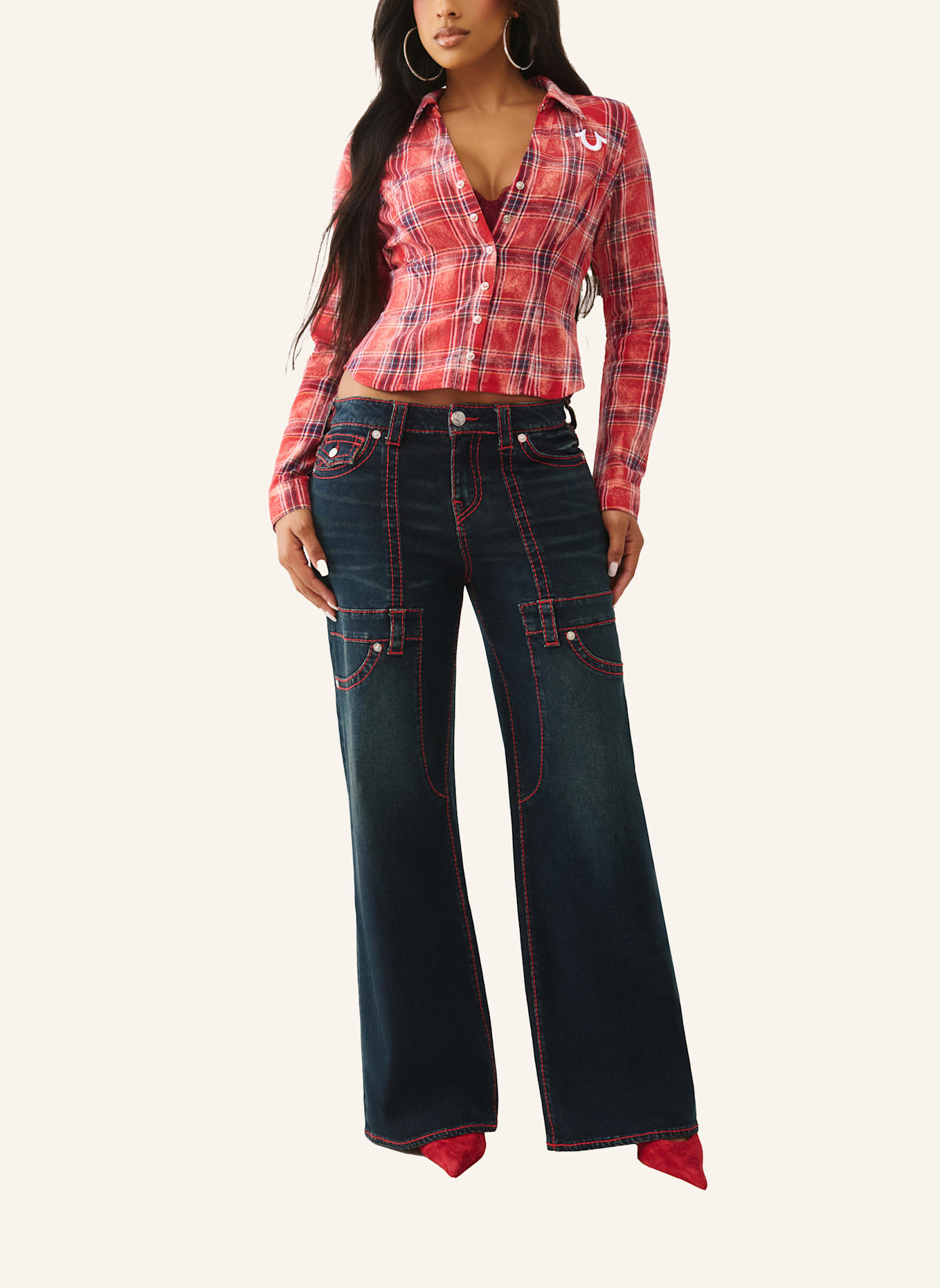 TRUE RELIGION Karohemd: ROT