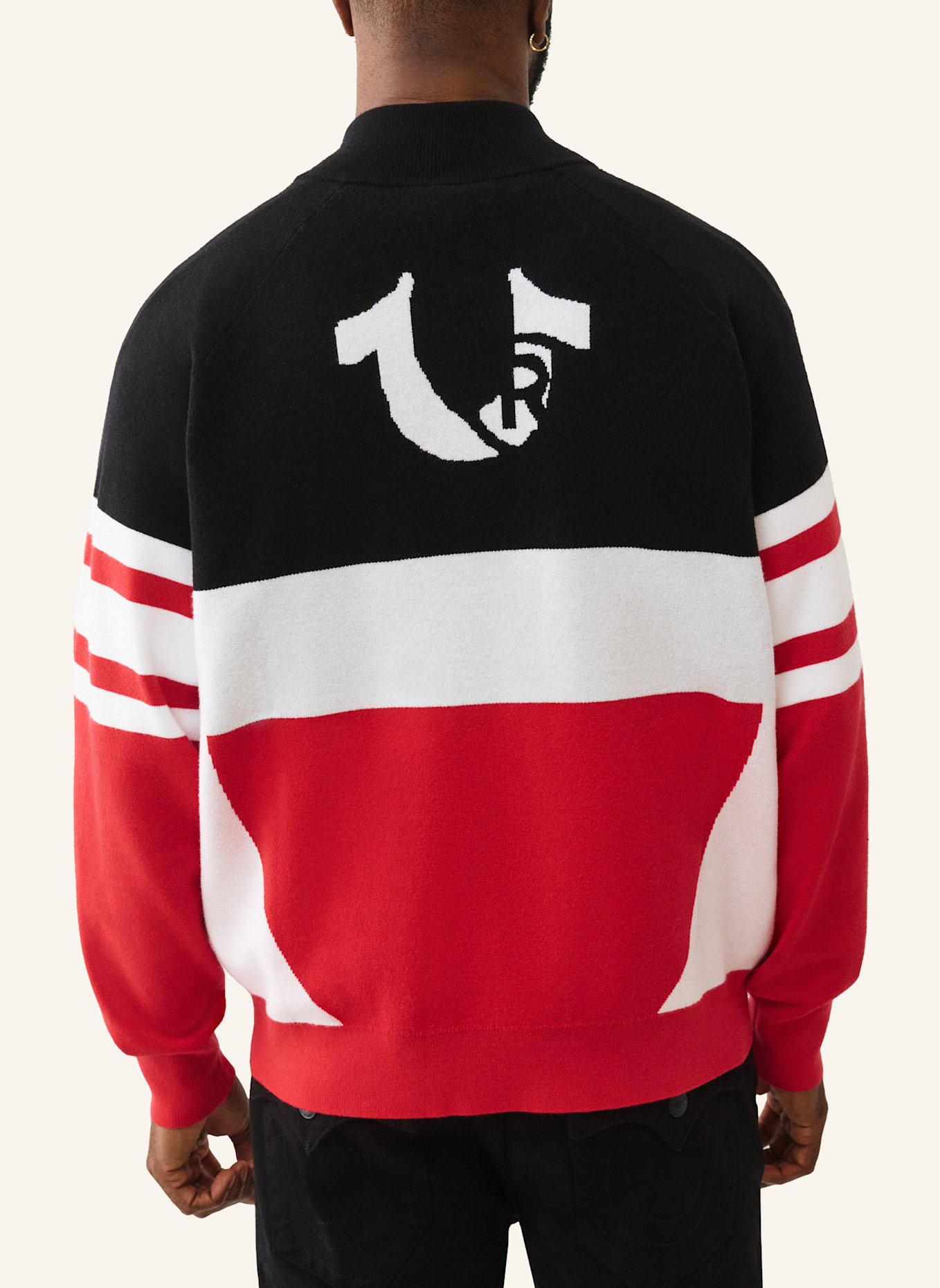 TRUE RELIGION Zip-Sweatshirt RACING: ROT/ BLAU/ WEISS