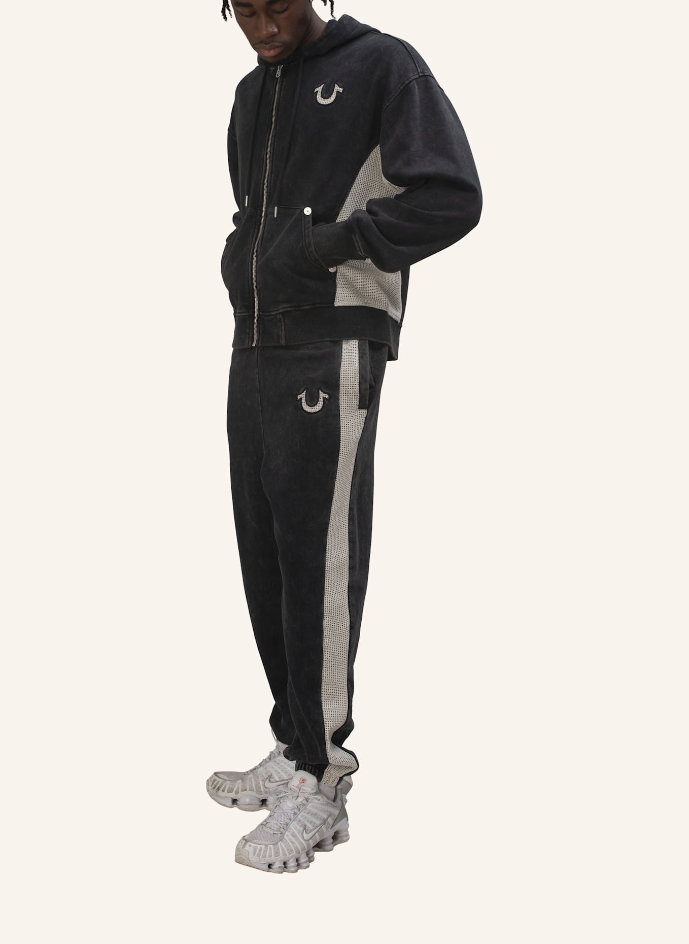 TRUE RELIGION Zip-Hoodie: SCHWARZ