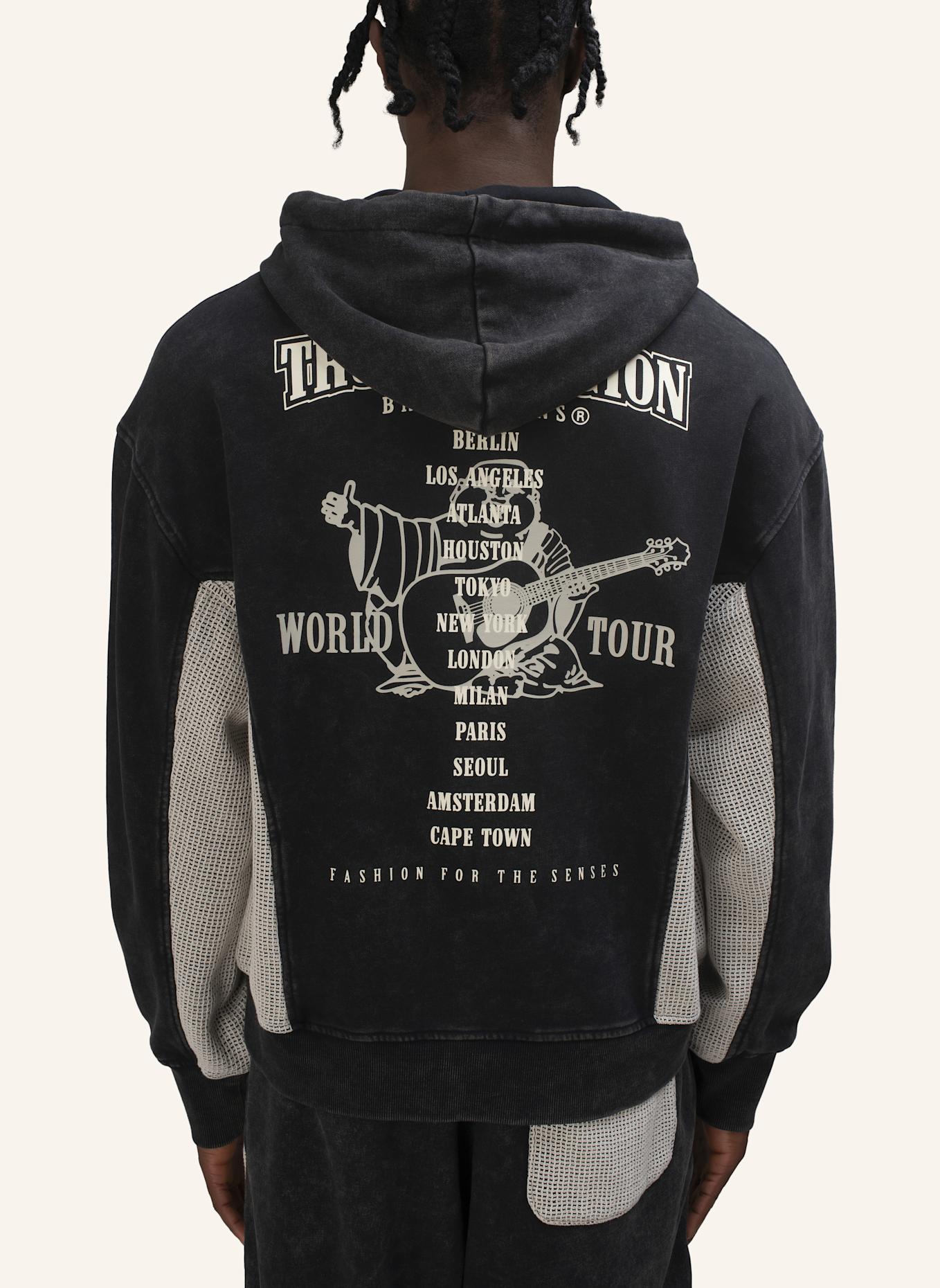 TRUE RELIGION Zip-Hoodie: SCHWARZ