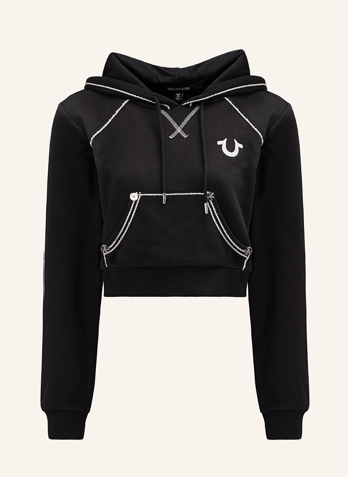 TRUE RELIGION Hoodie: SCHWARZ