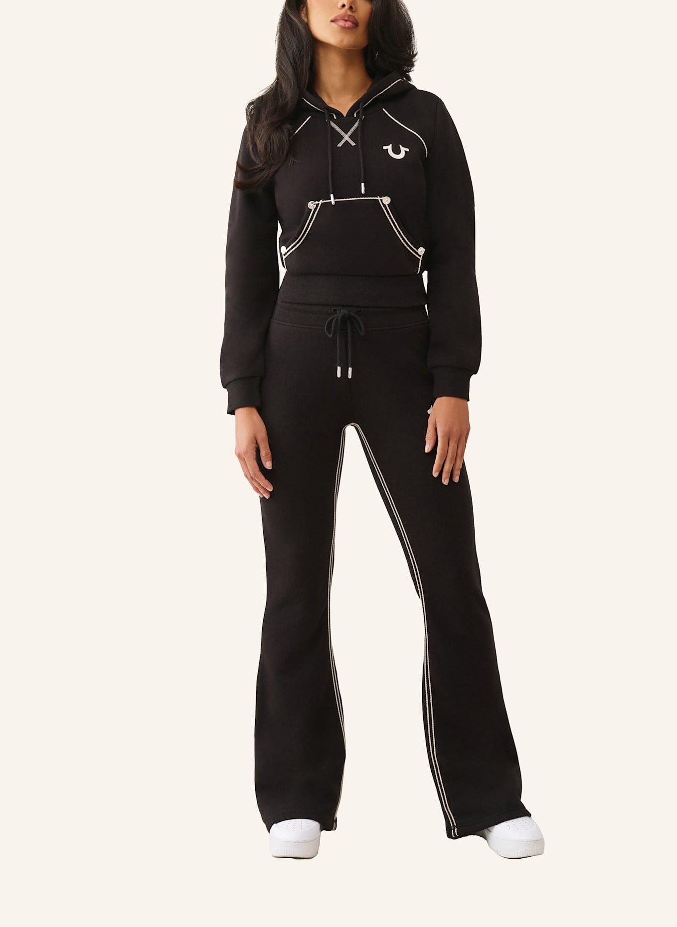 TRUE RELIGION Hoodie: SCHWARZ