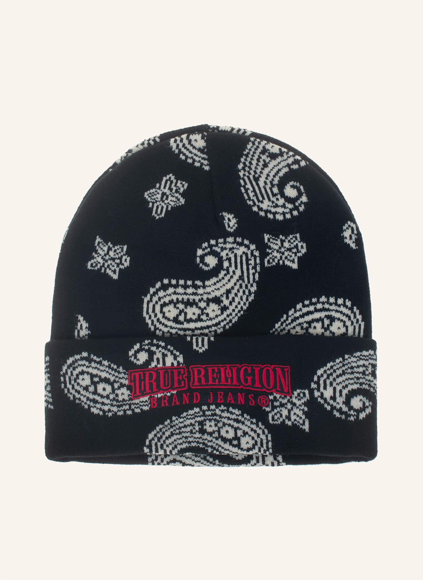 TRUE RELIGION Beanie PAISLEY: SCHWARZ