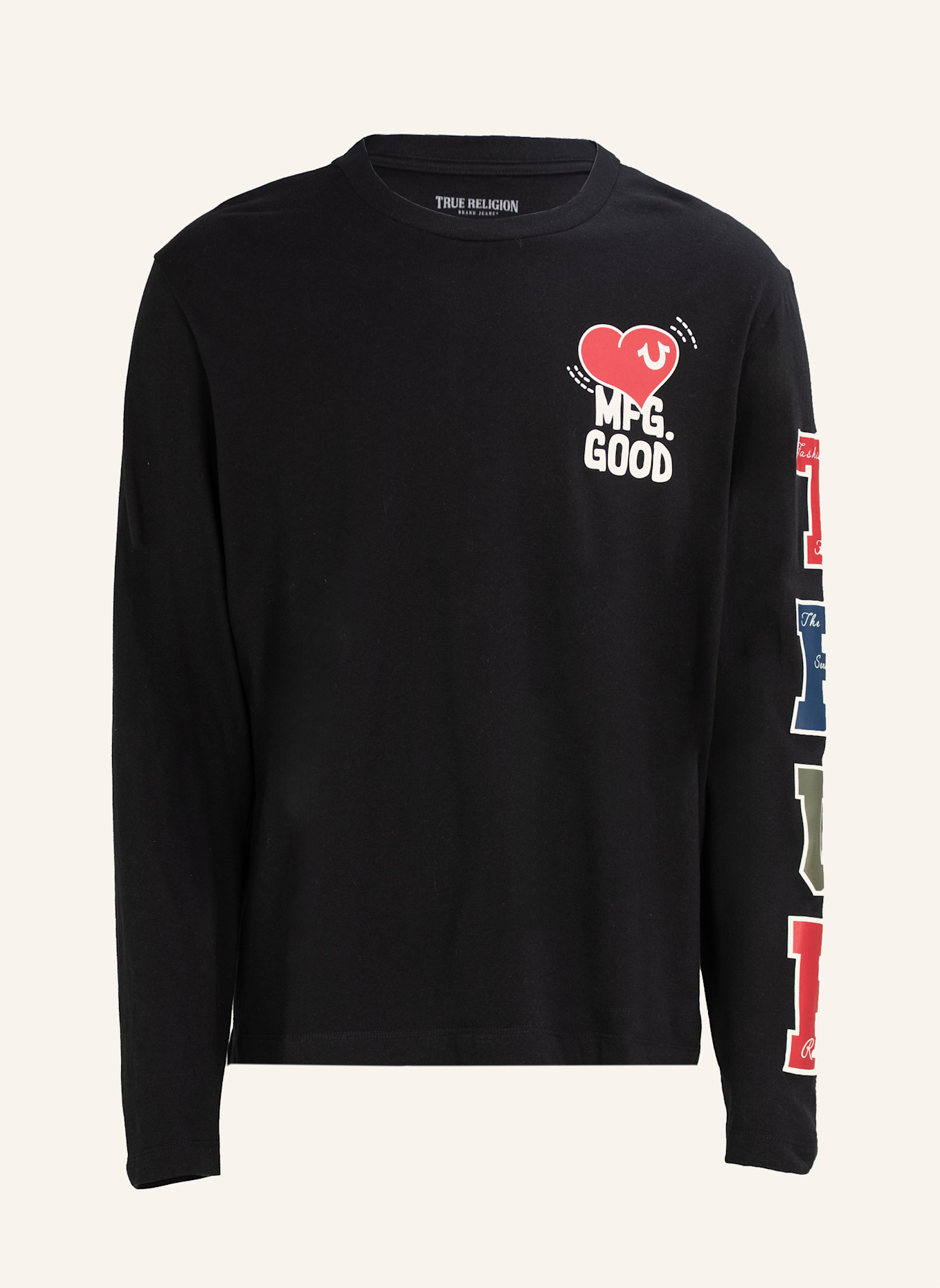 TRUE RELIGION Longsleeve LOVE: SCHWARZ