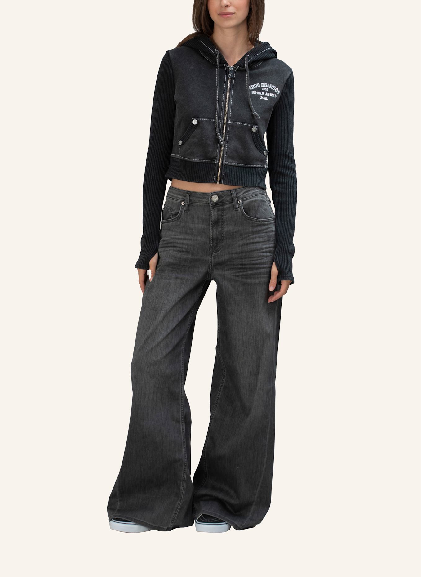 TRUE RELIGION Zip-Hoodie: SCHWARZ