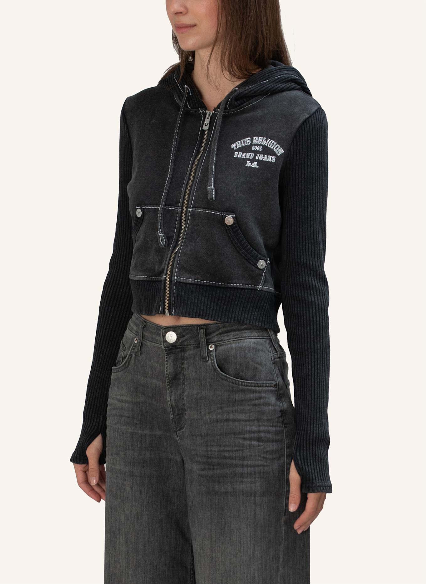 TRUE RELIGION Zip-Hoodie: SCHWARZ