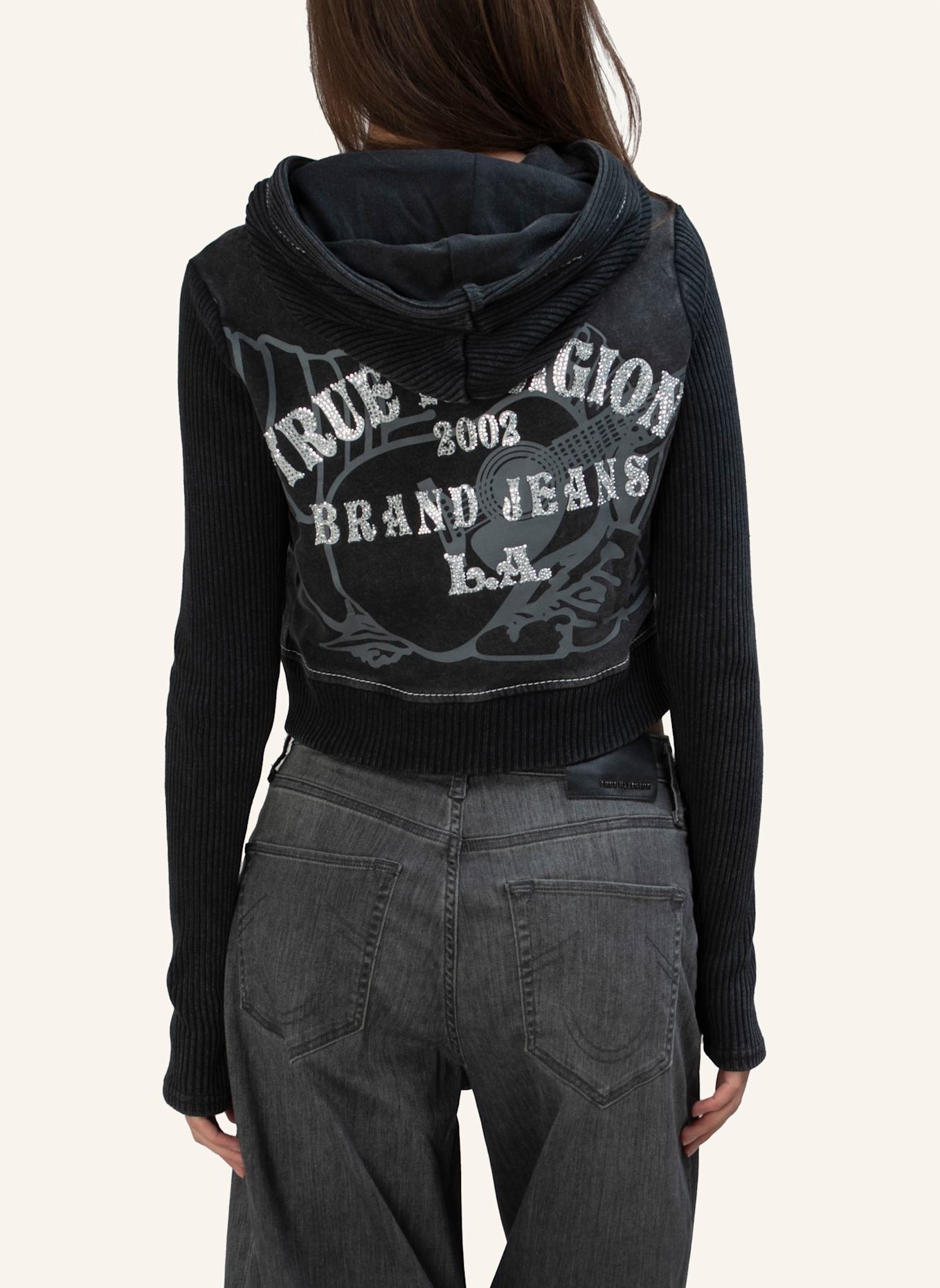 TRUE RELIGION Zip-Hoodie: SCHWARZ